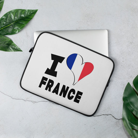Laptop Sleeve - I Love France Flag