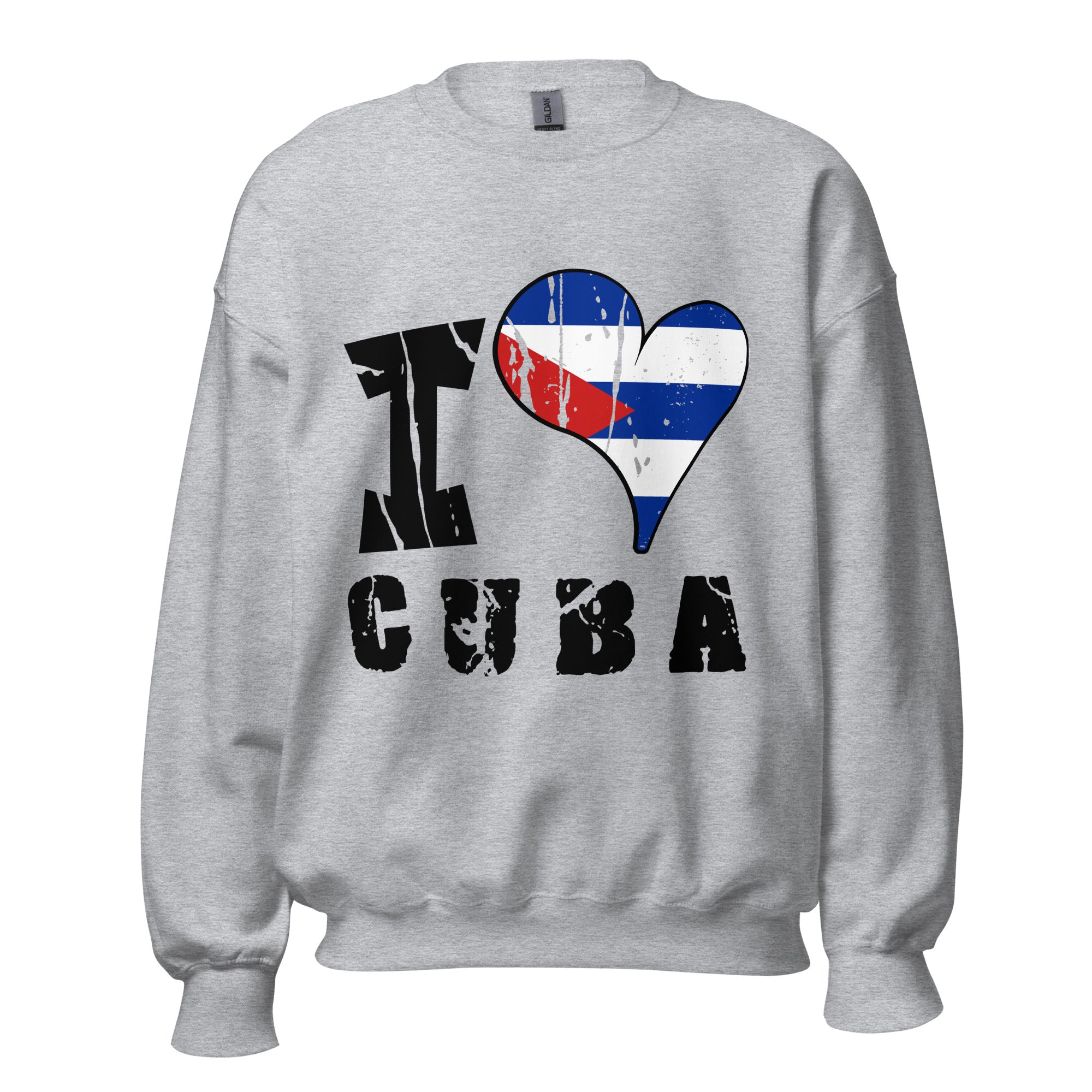 Unisex Sweatshirt - I Love Cuba with scratchy flag