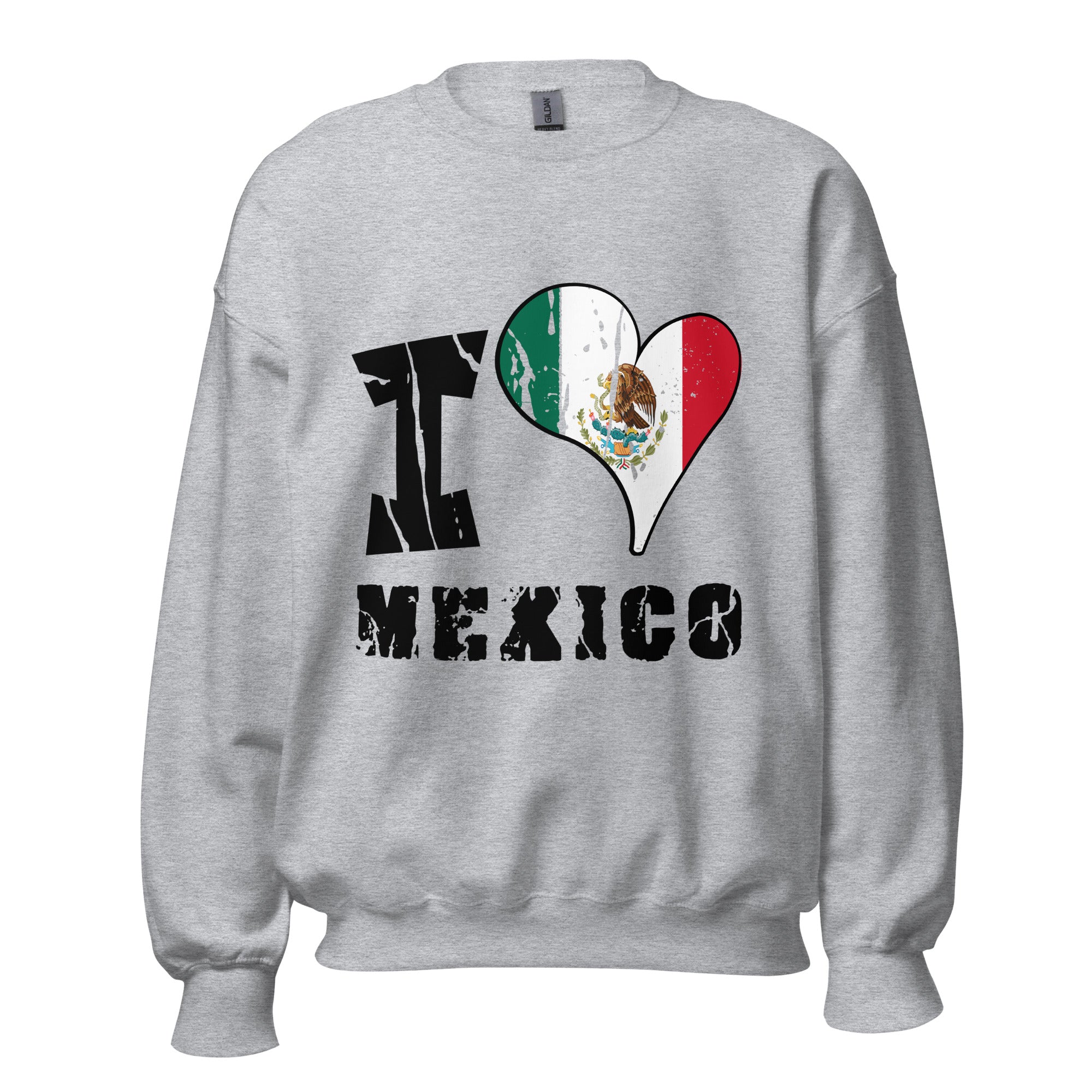 Unisex Sweatshirt - I Love Mexico with scratchy flag