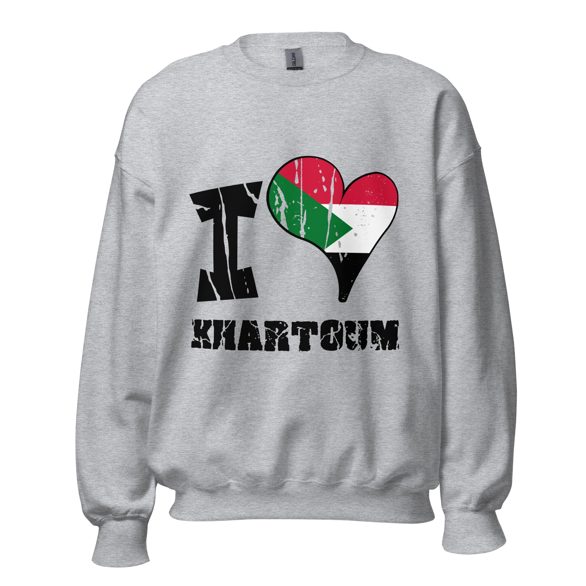 Unisex Sweatshirt - I Love Khartoum with scratchy flag