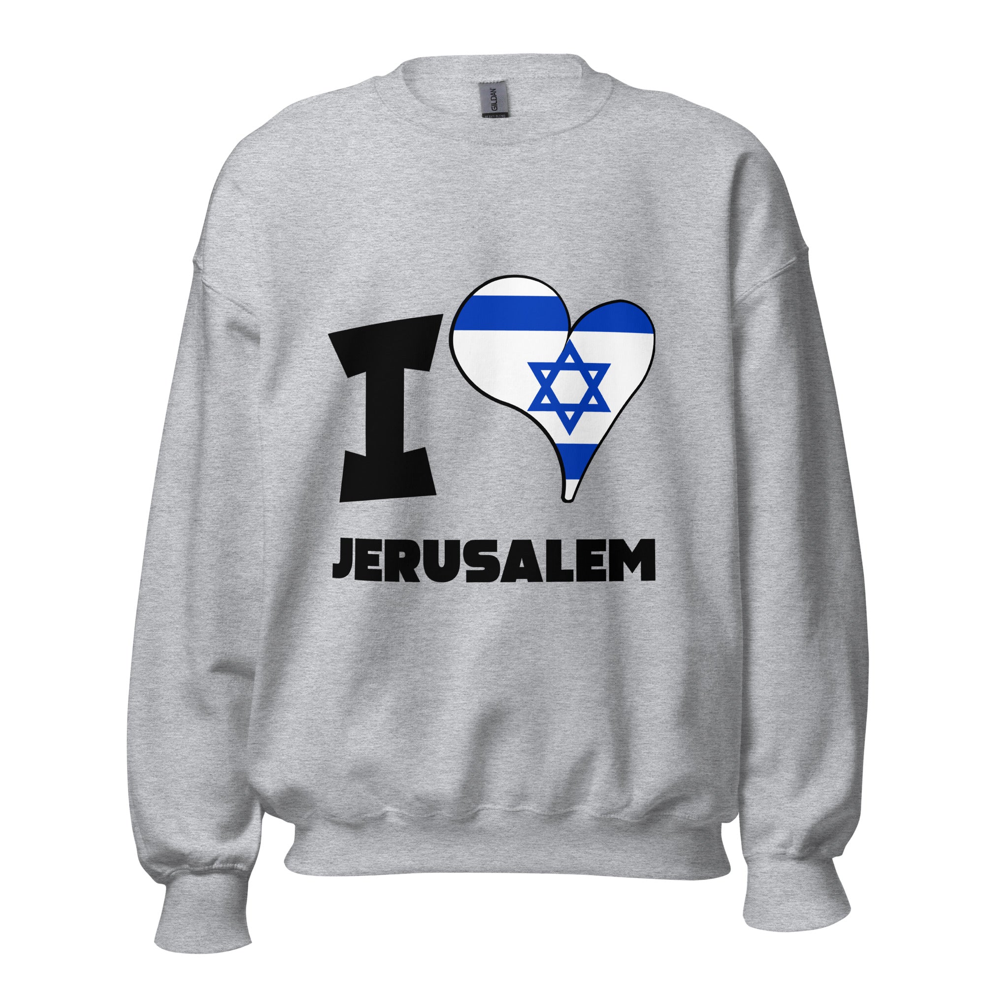 Unisex Sweatshirt - I Love Jerusalem Flag