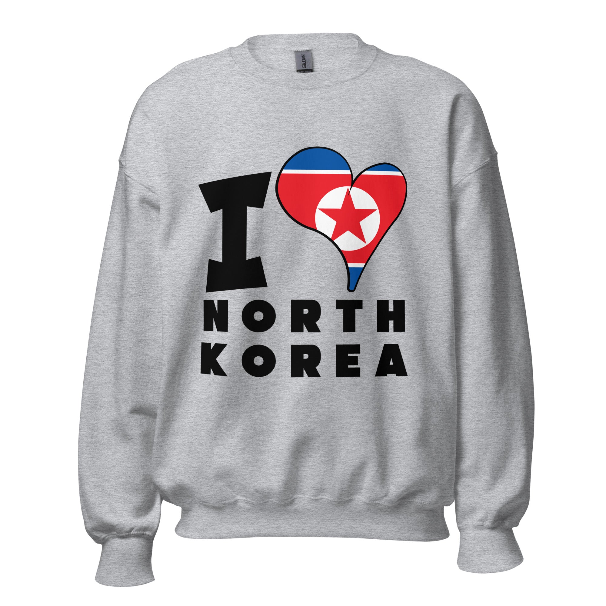 Unisex Sweatshirt - I Love North Korea Flag