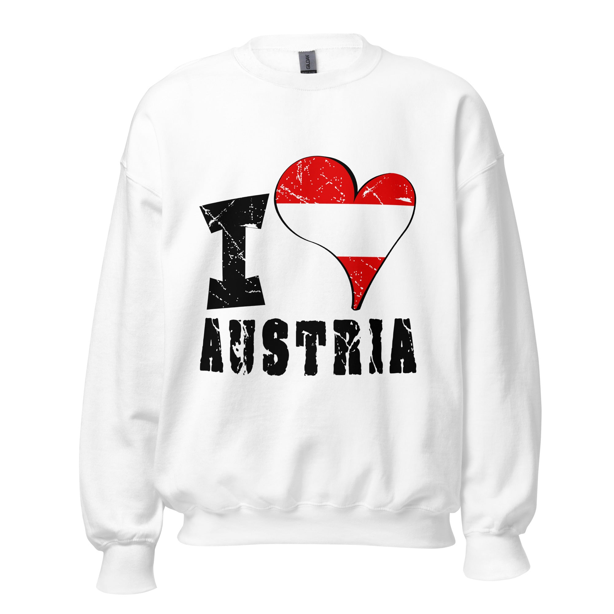 Unisex Sweatshirt - I Love Austria with scratchy flag