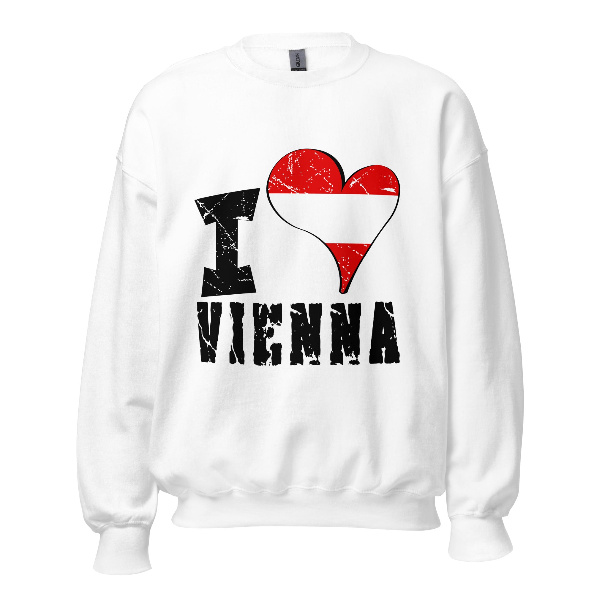 Unisex Sweatshirt - I Love Vienna with scratchy flag