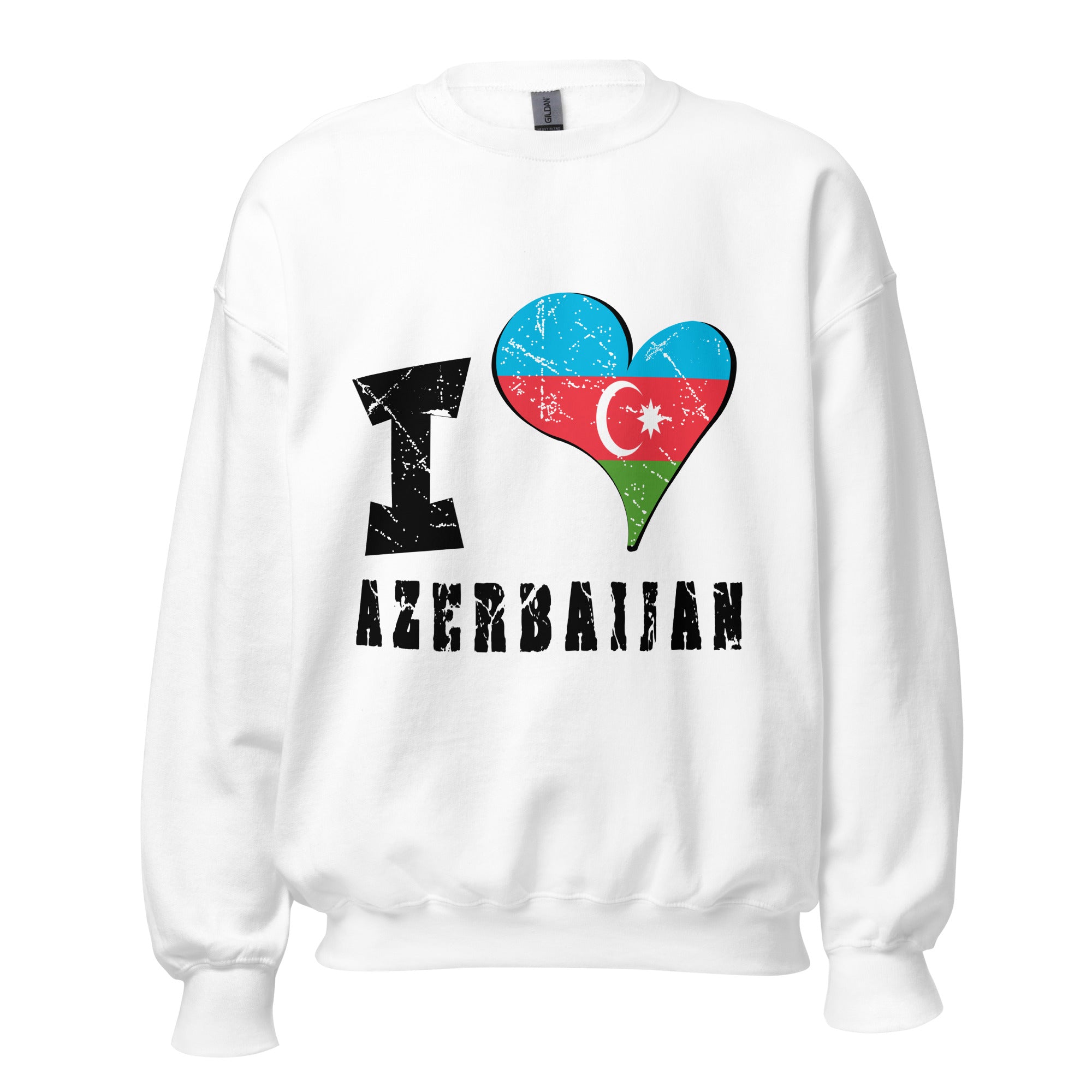 Unisex Sweatshirt - I Love Azerbaijan with scratchy flag