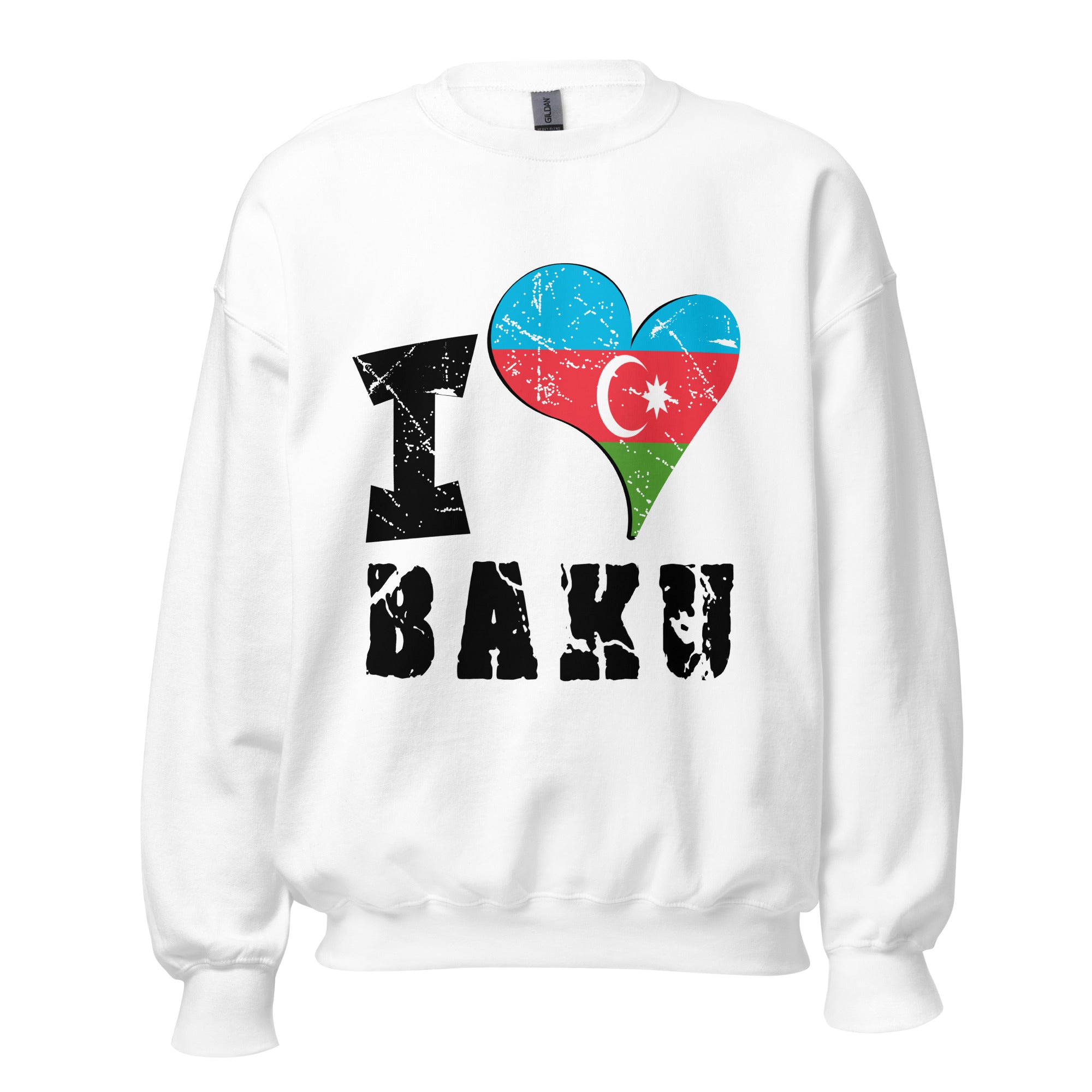 Unisex Sweatshirt - I Love Baku with scratchy flag