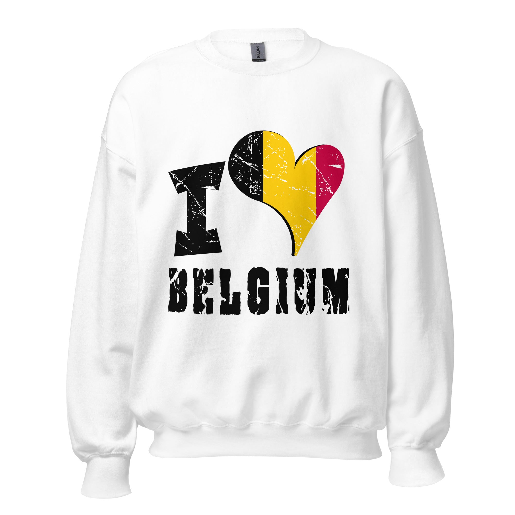 Unisex Sweatshirt - I Love Belgium with scratchy flag