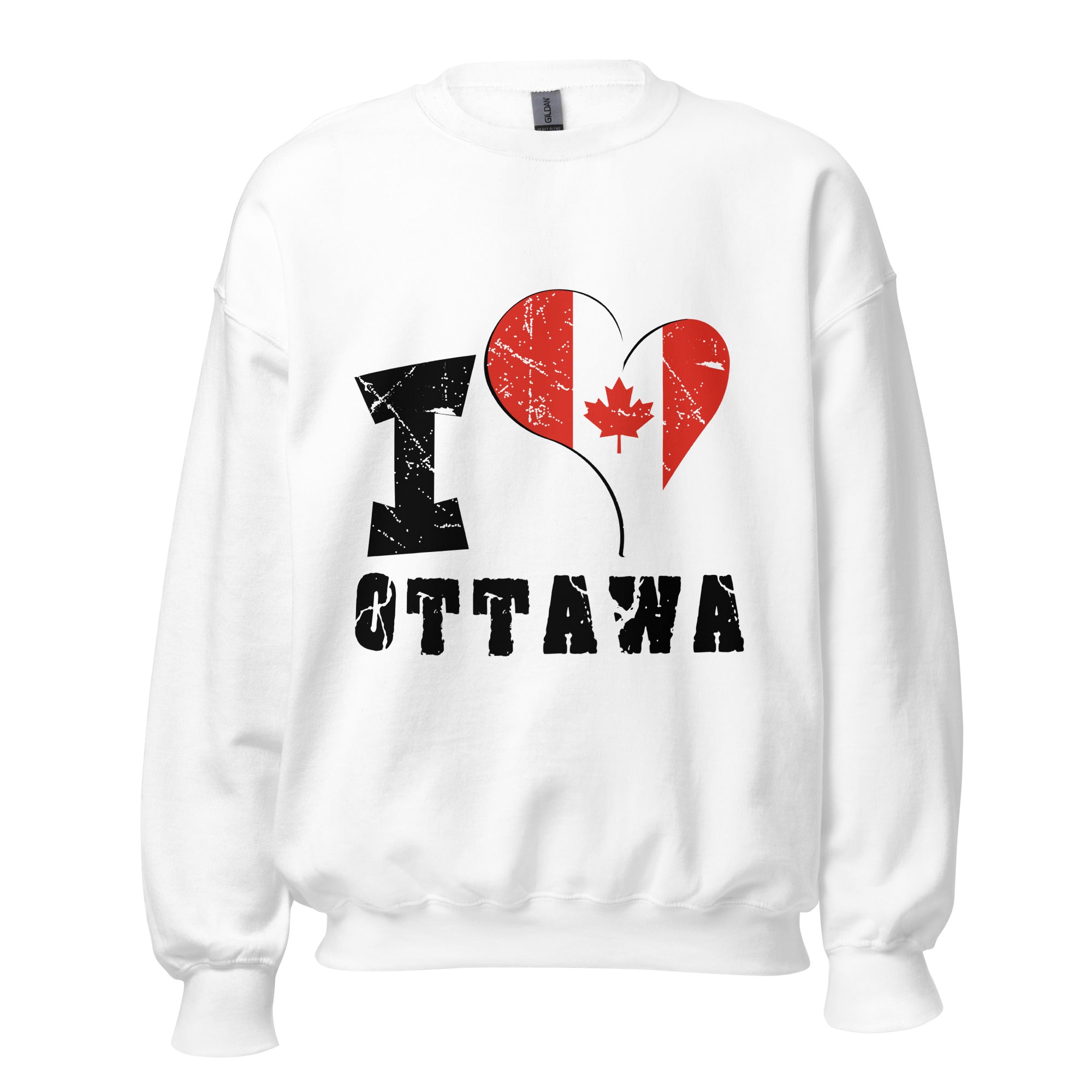 Unisex Sweatshirt - I Love Ottawa with scratchy flag