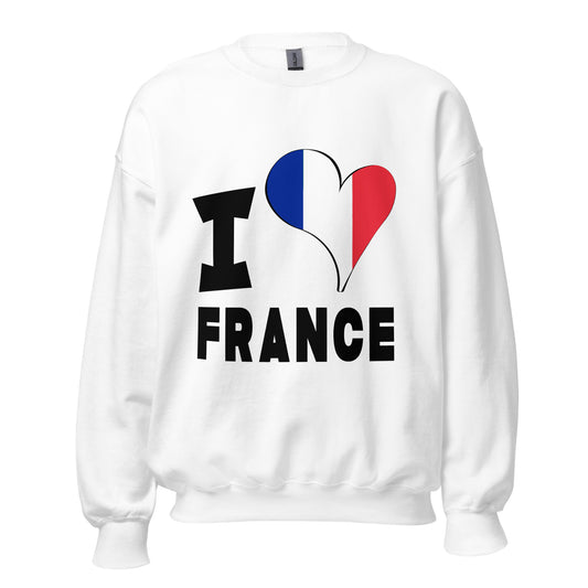 Unisex Sweatshirt - I Love France Flag