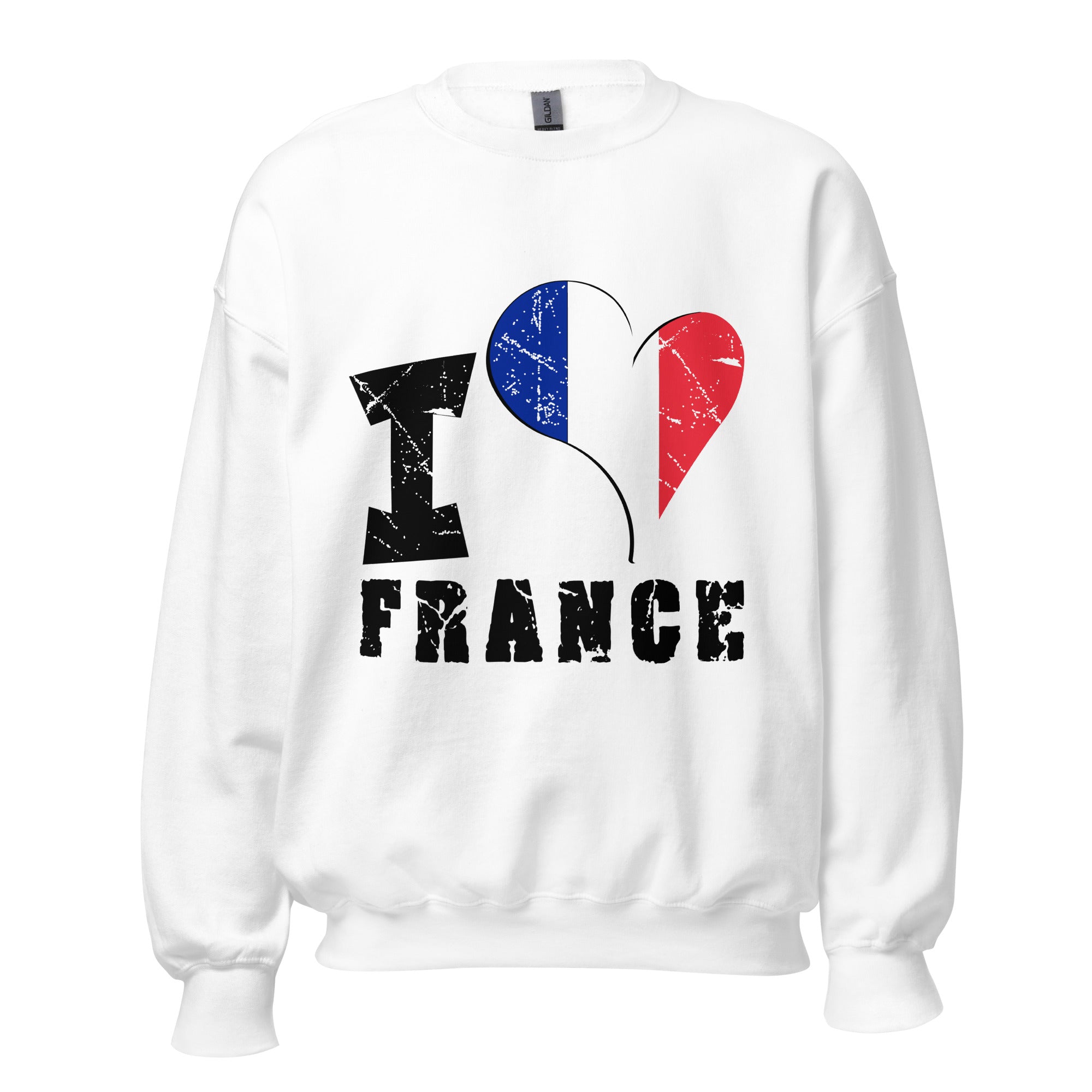 Unisex Sweatshirt - I Love France with scratchy flag