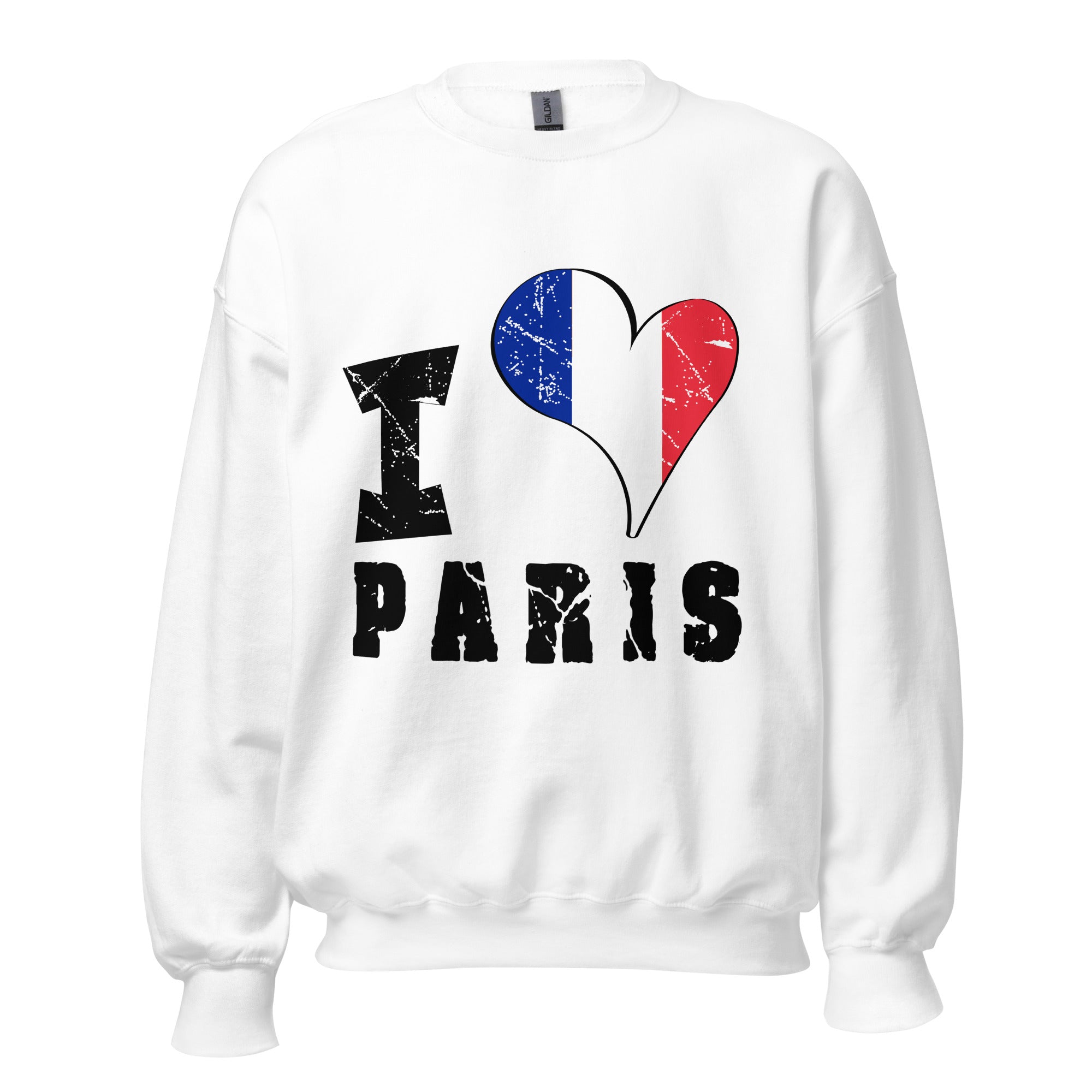 Unisex Sweatshirt - I Love Paris with scratchy flag