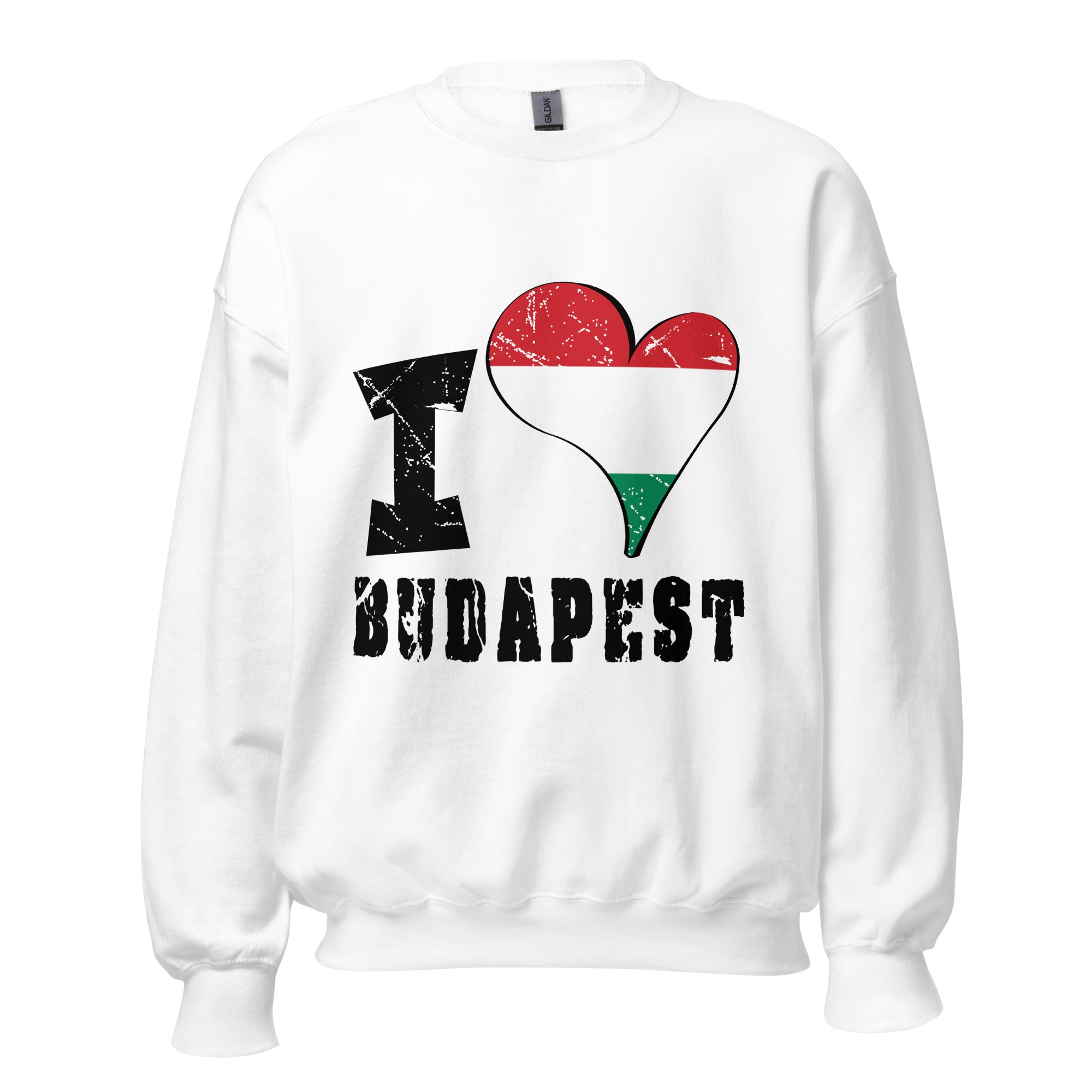 Unisex Sweatshirt - I Love Budapest with scratchy flag