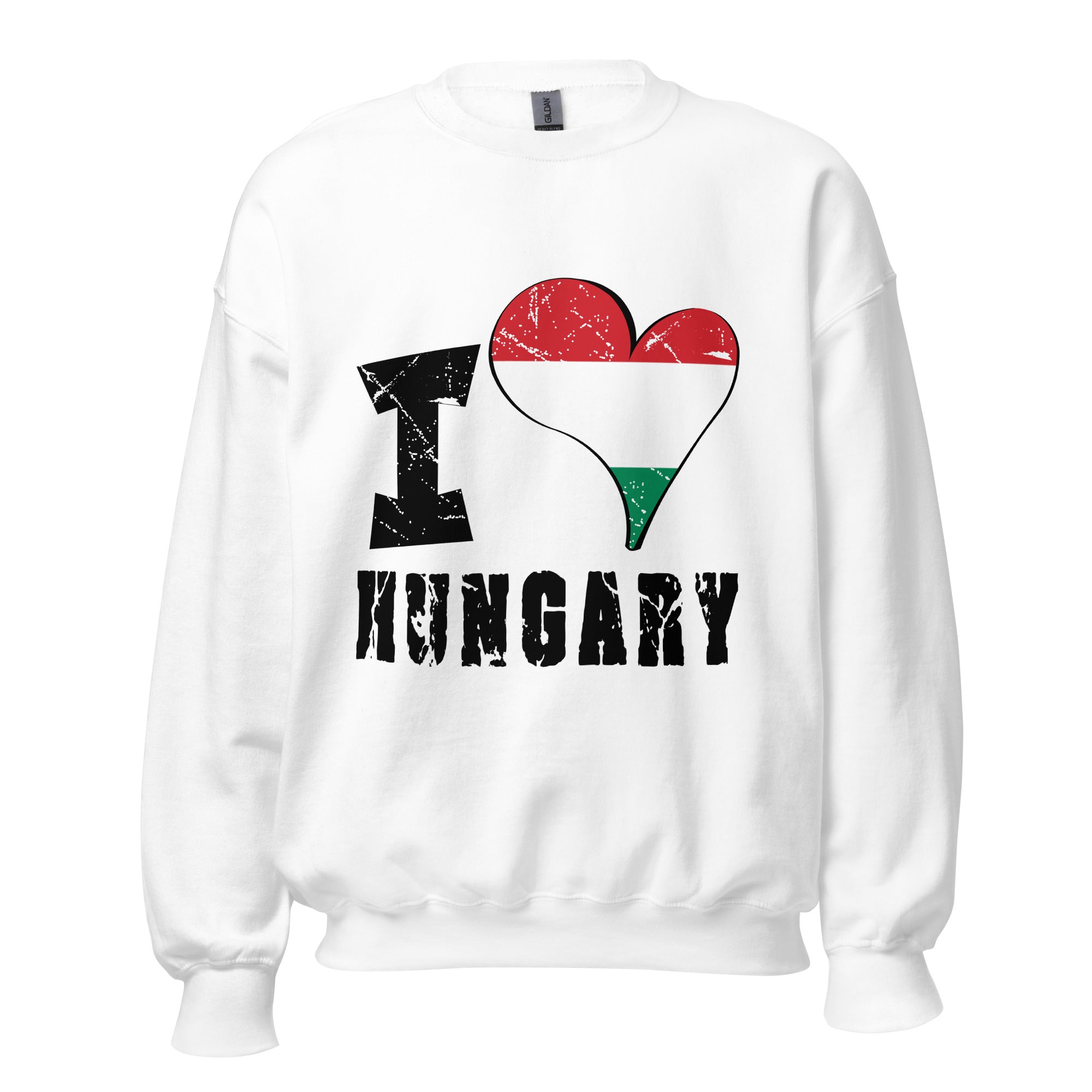 Unisex Sweatshirt - I Love Hungary with scratchy flag