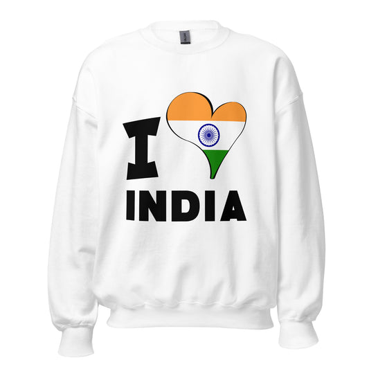 Unisex Sweatshirt - I Love India Flag