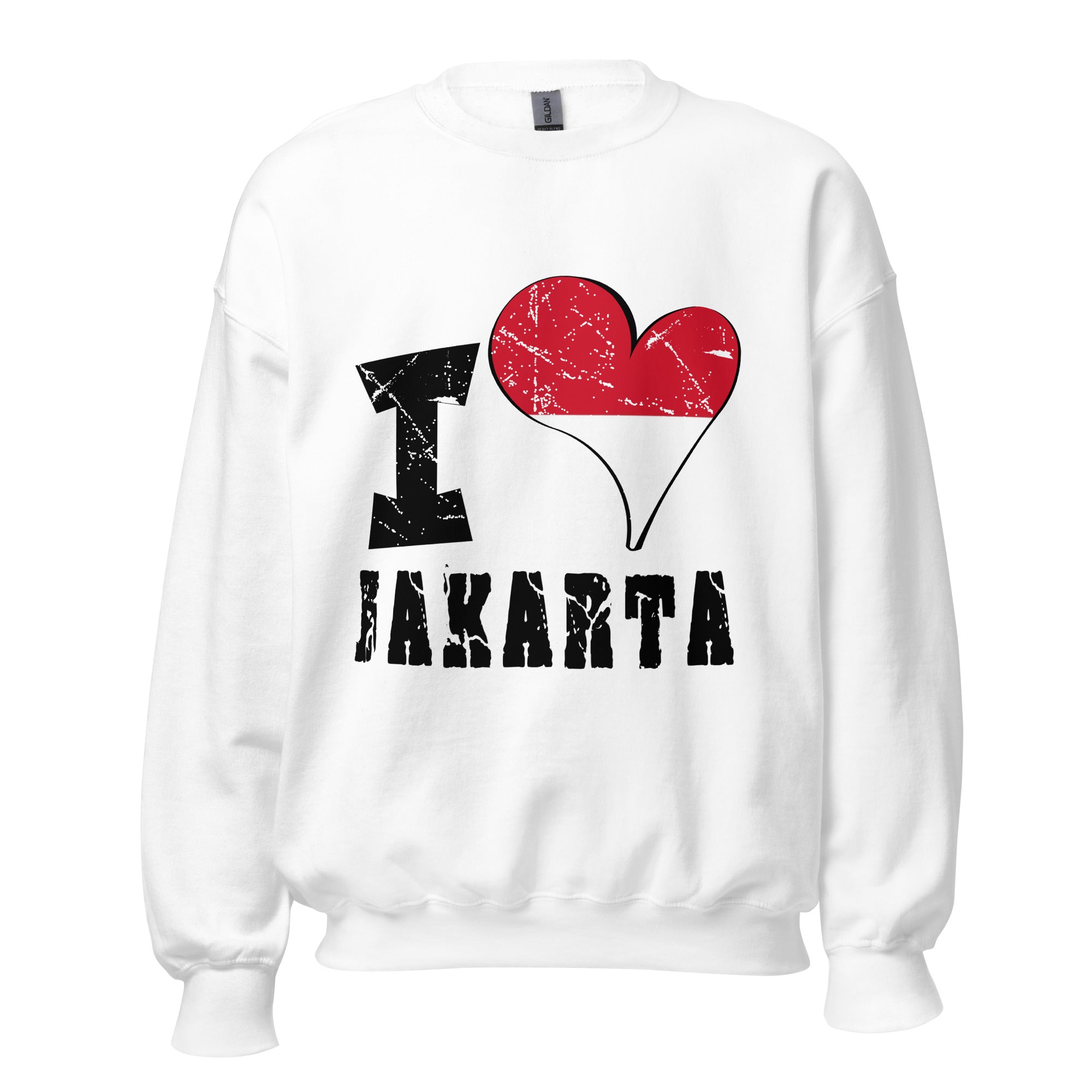 Unisex Sweatshirt - I Love Jakarta with scratchy flag