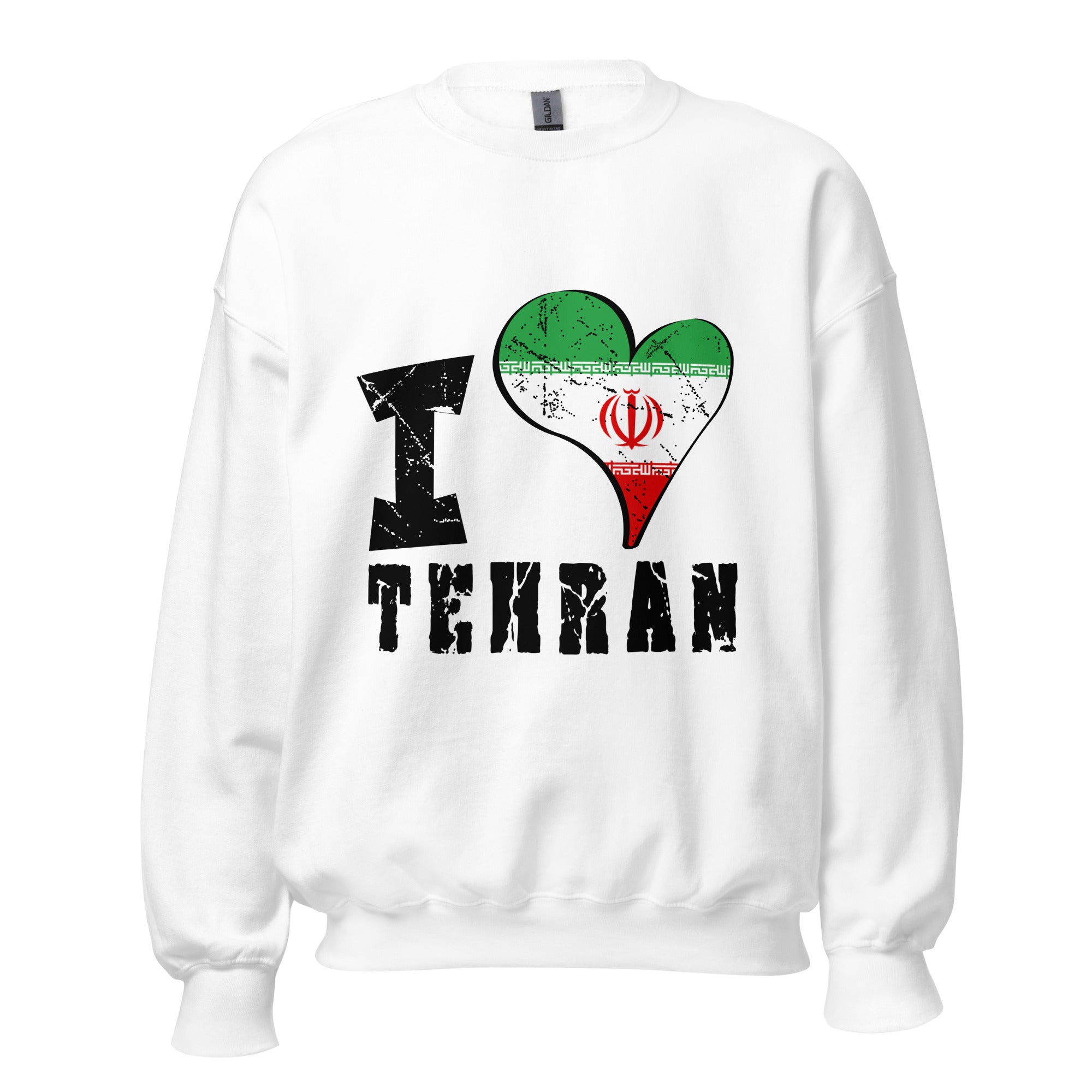 Unisex Sweatshirt - I Love Tehran with scratchy flag