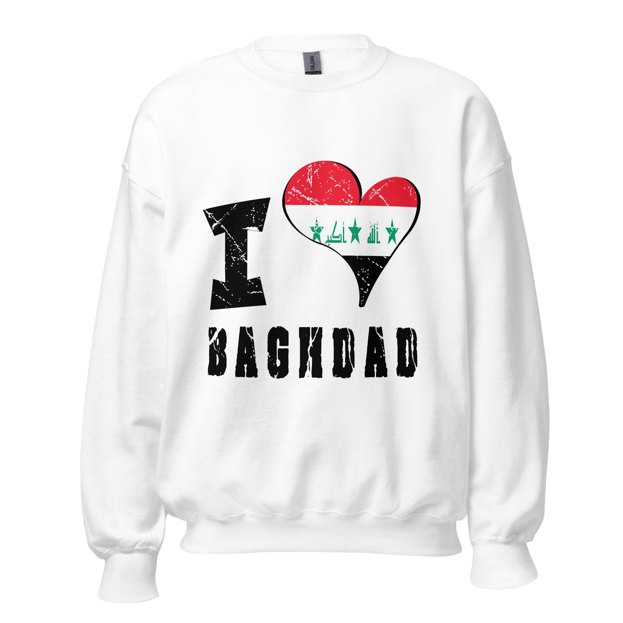 Unisex Sweatshirt - I Love Baghdad with scratchy flag