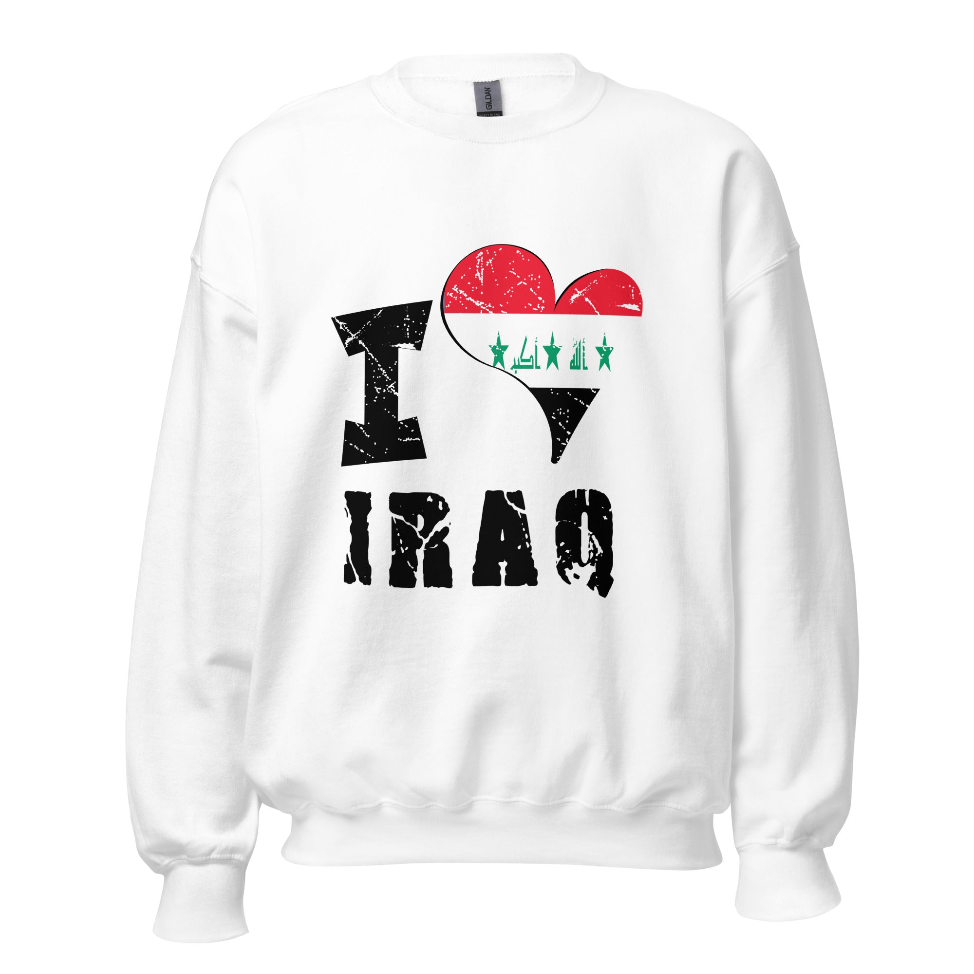 Unisex Sweatshirt - I Love Iraq with scratchy flag