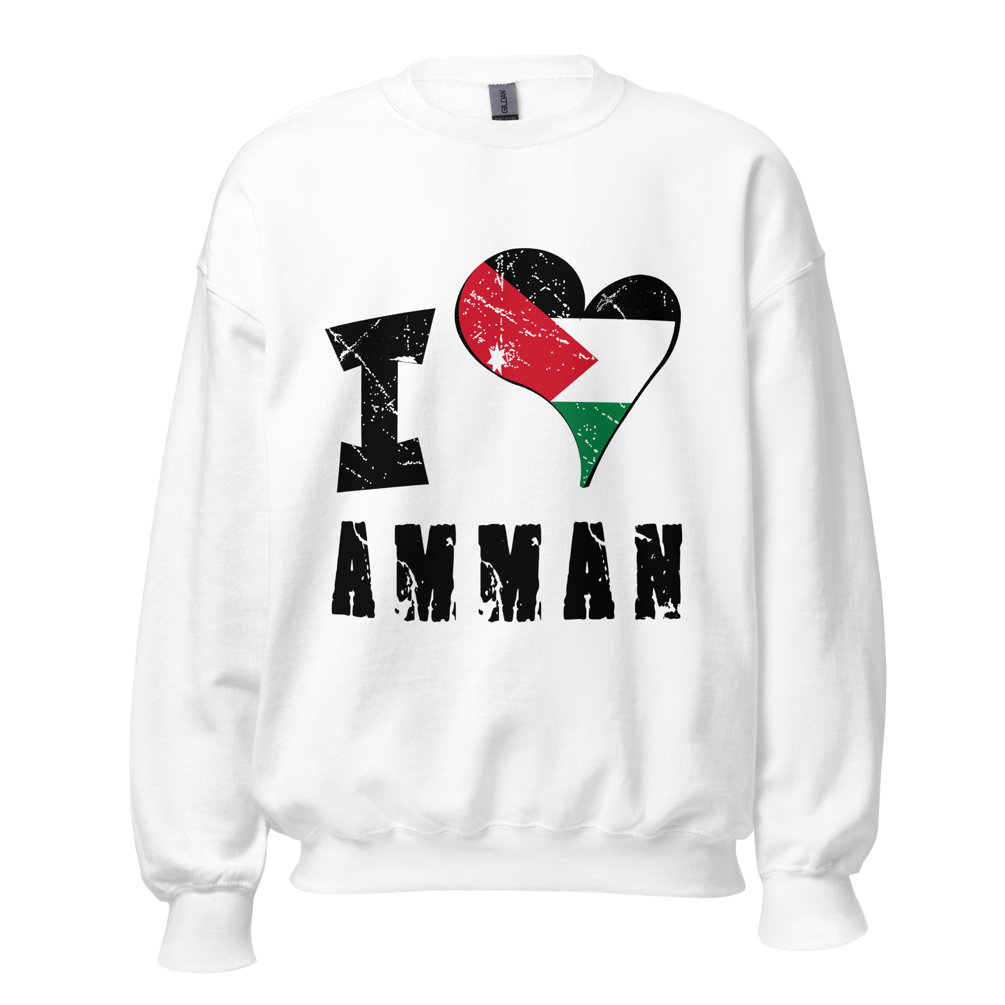 Unisex Sweatshirt - I Love Amman with scratchy flag