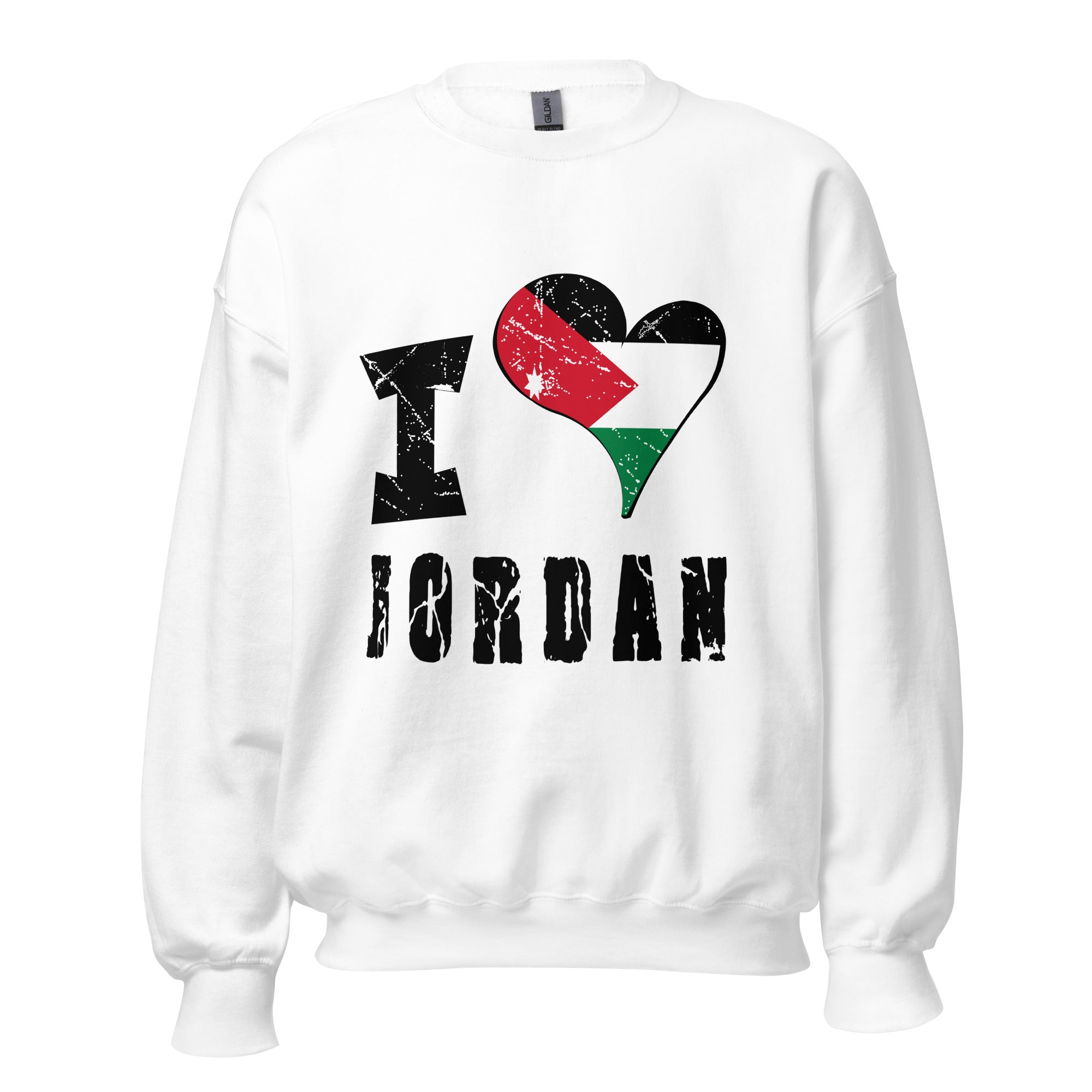 Unisex Sweatshirt - I Love Jordan with scratchy flag