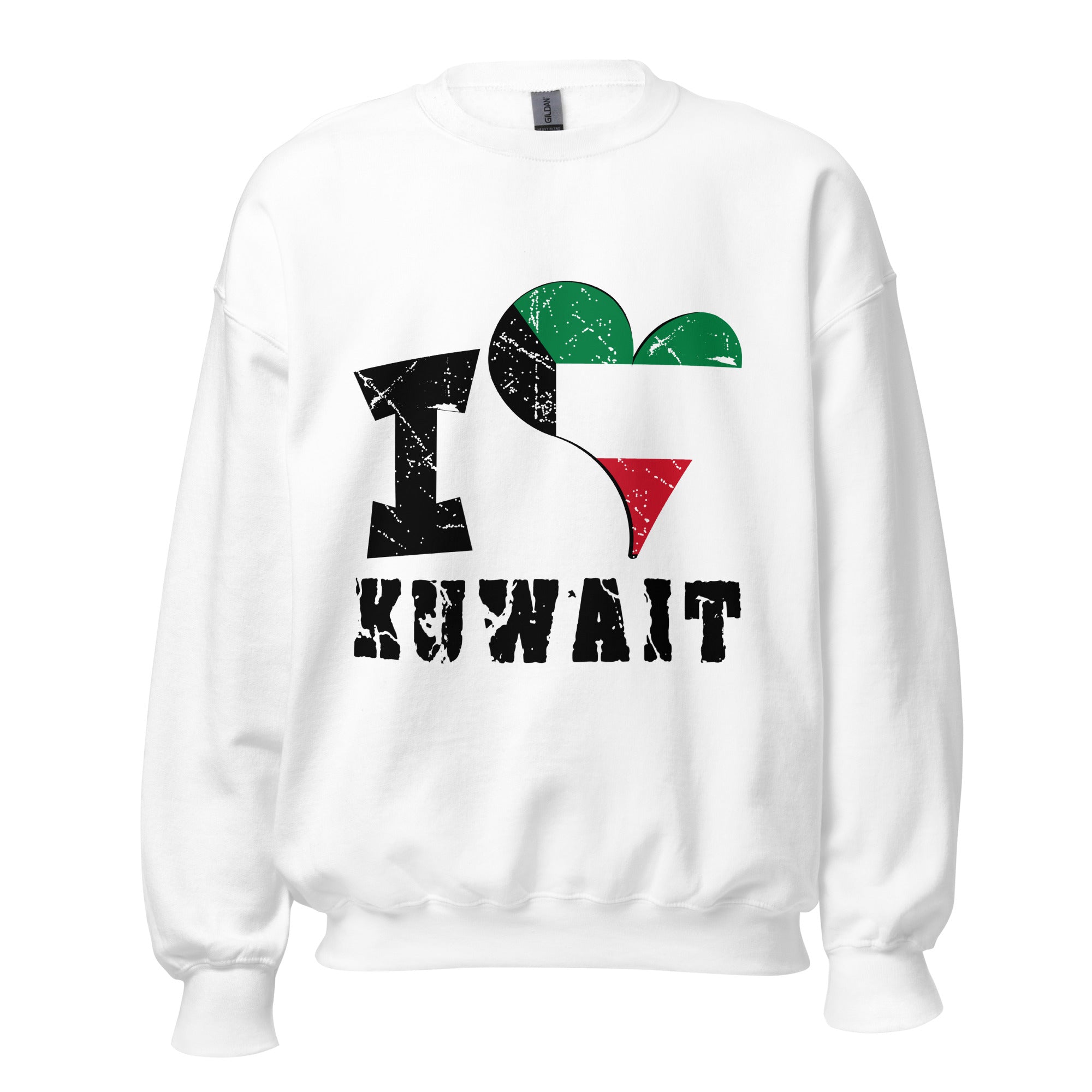 Unisex Sweatshirt - I Love Kuwait with scratchy flag