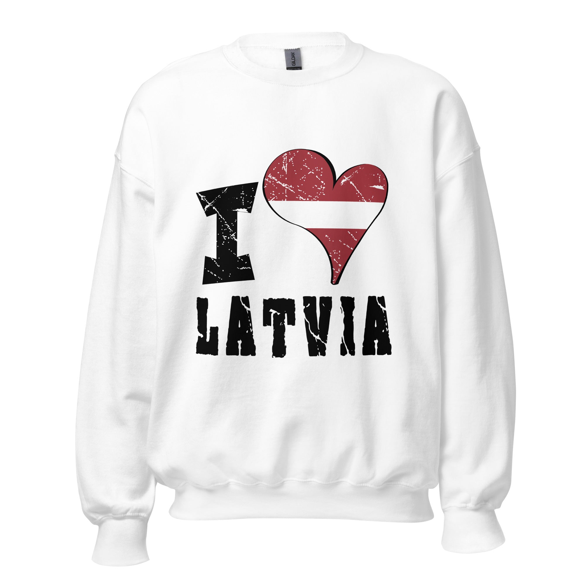 Unisex Sweatshirt - I Love Latvia with scratchy flag