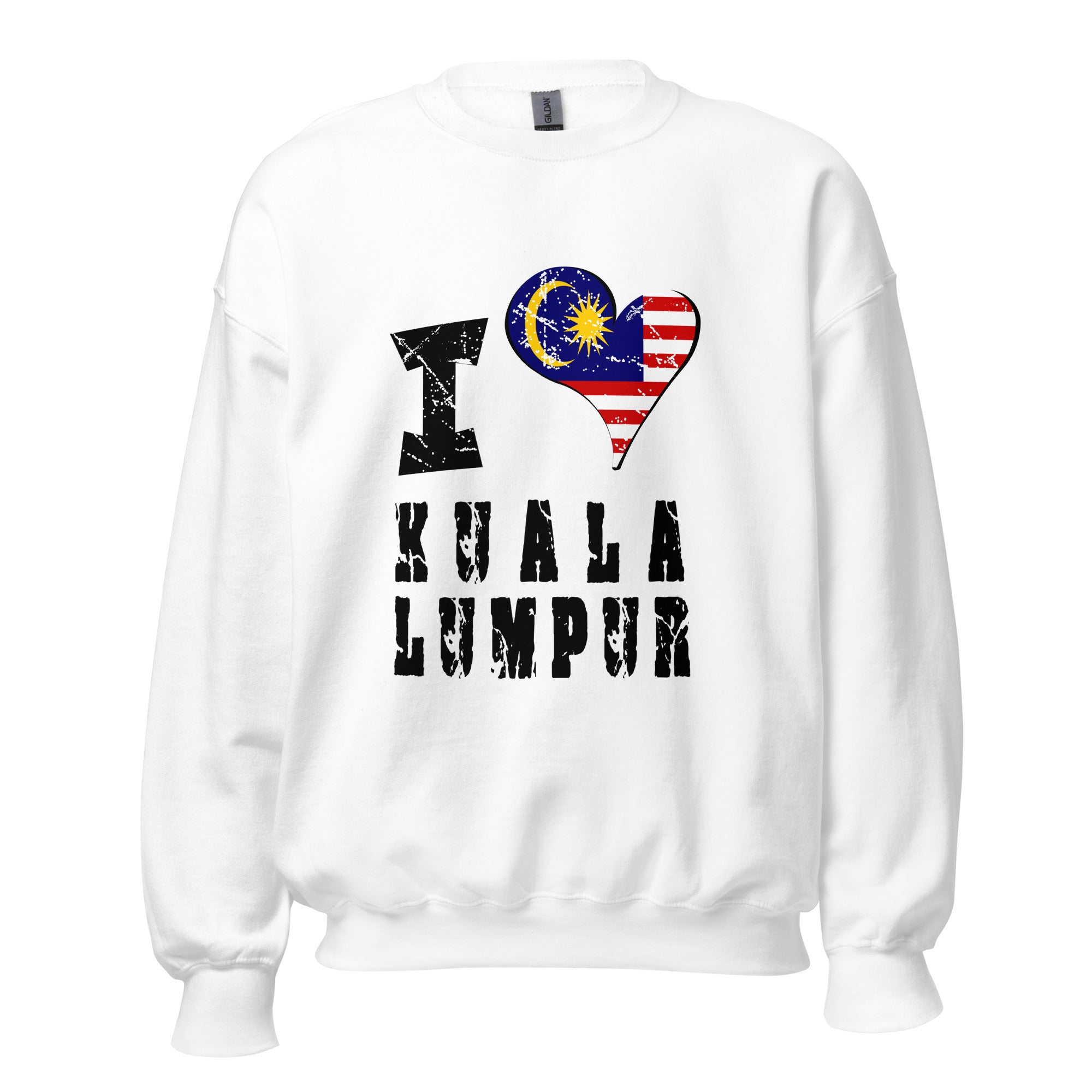 Unisex Sweatshirt - I Love Kuala Lumpur with scratchy flag