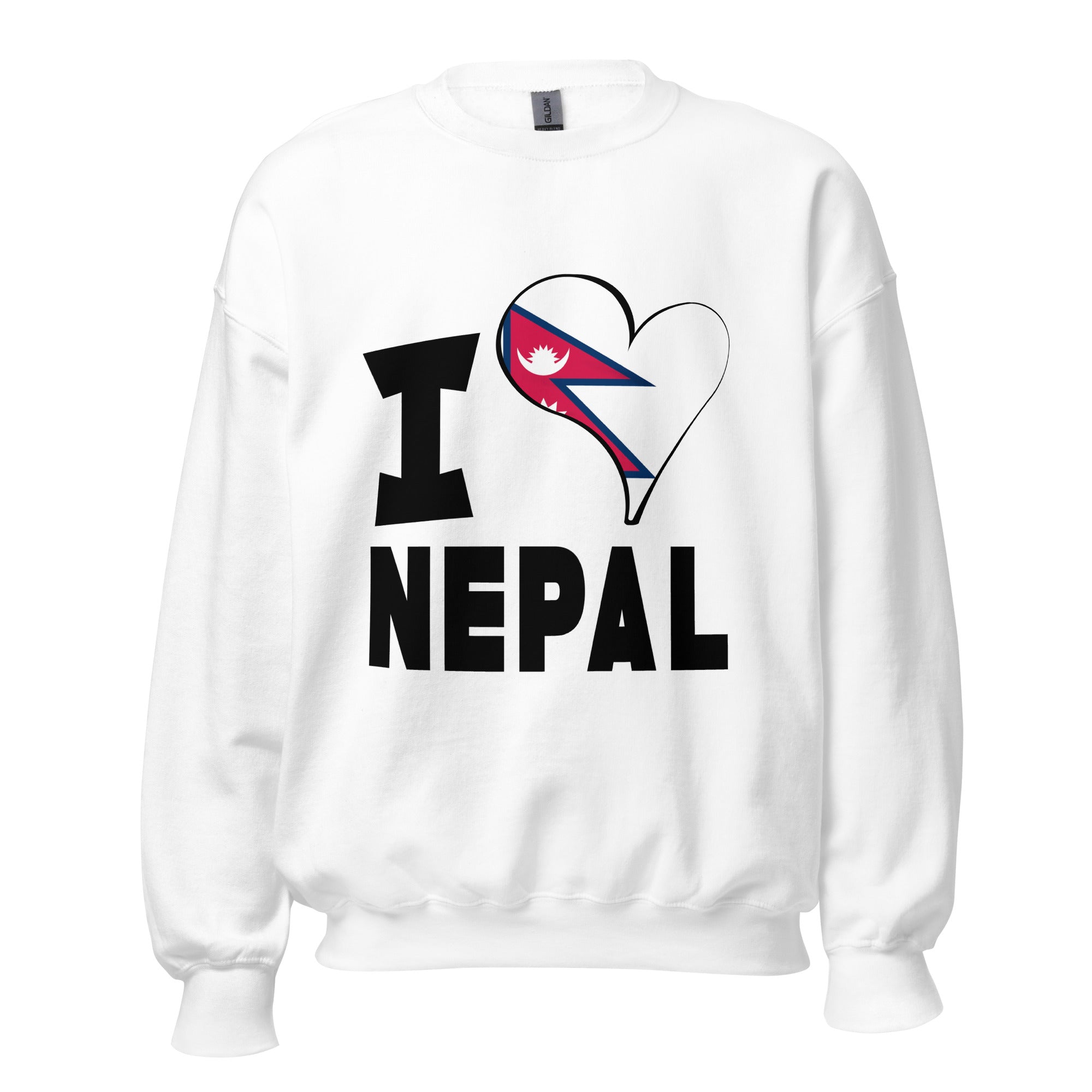 Unisex Sweatshirt - I Love Nepal Flag