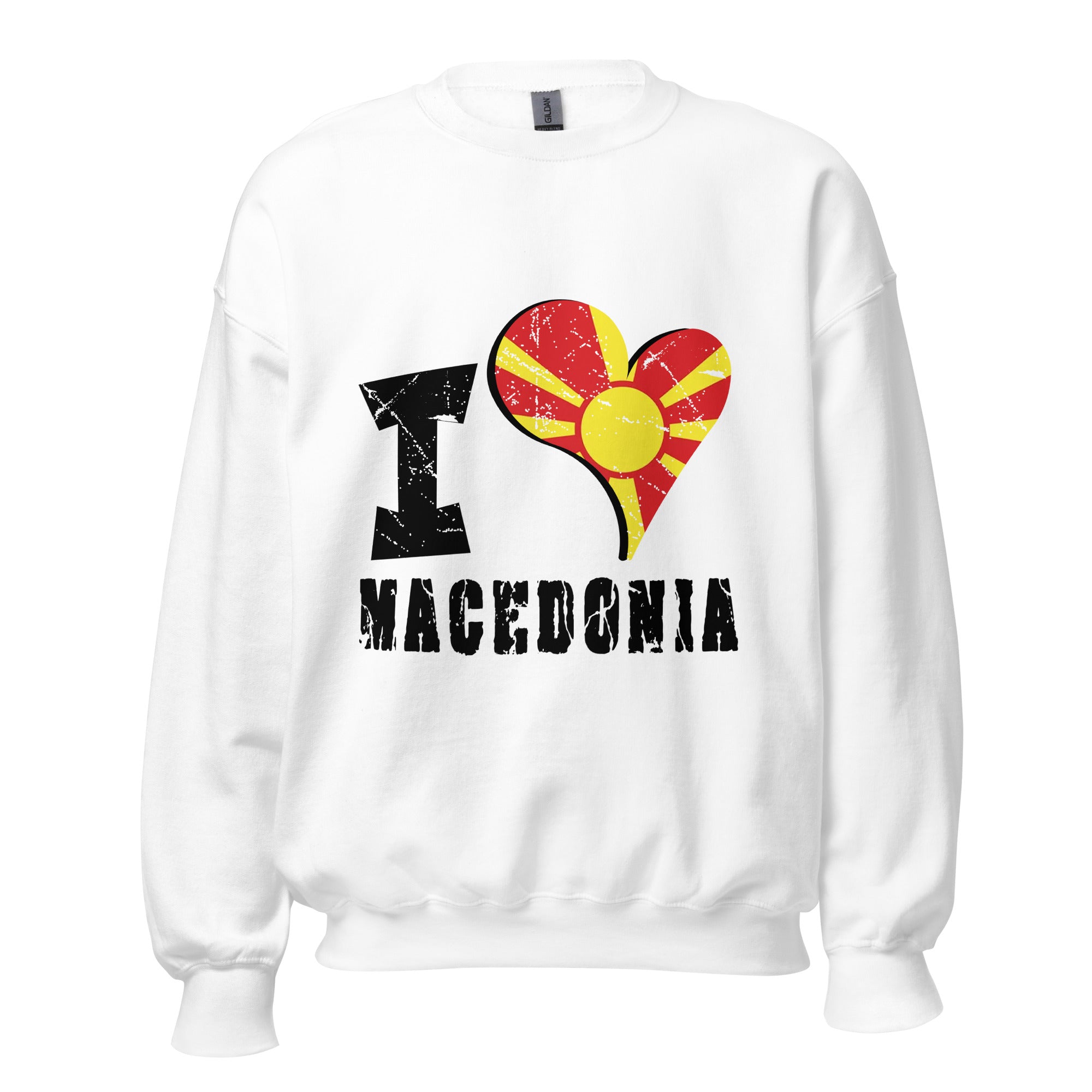 Unisex Sweatshirt - I Love Macedonia with scratchy flag