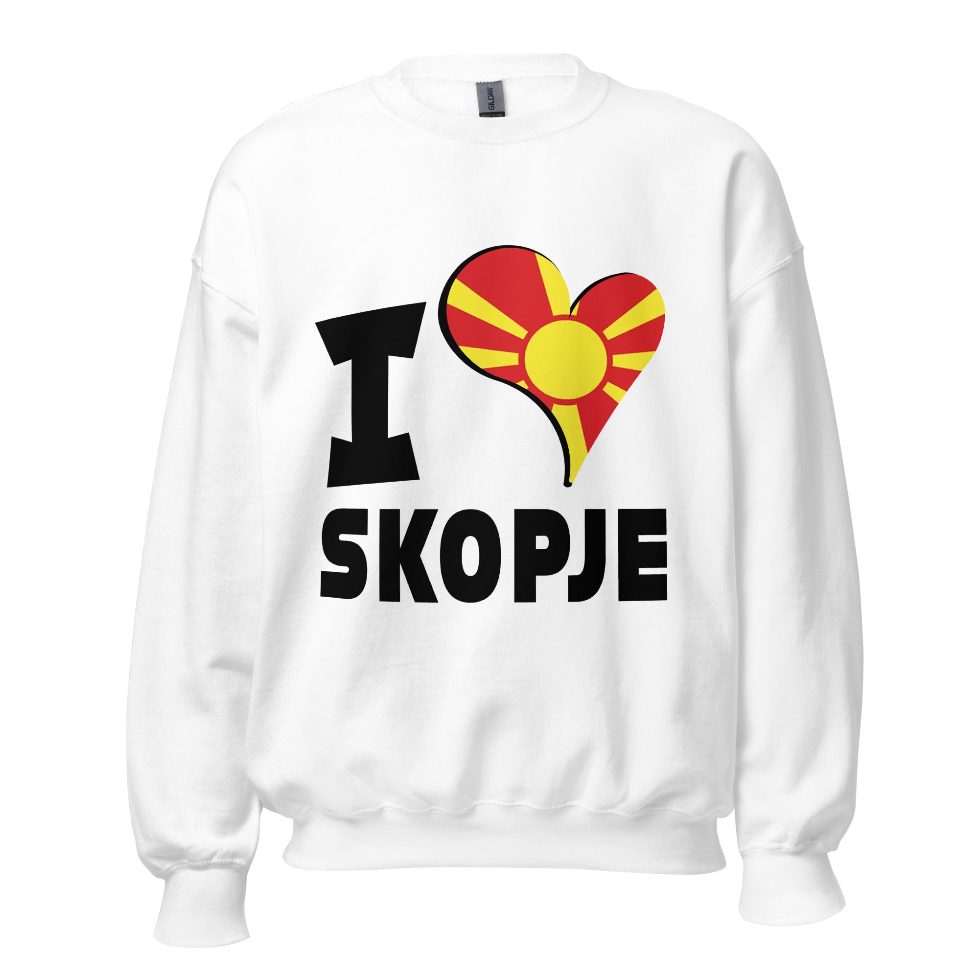 Unisex Sweatshirt - I Love Skopje Flag