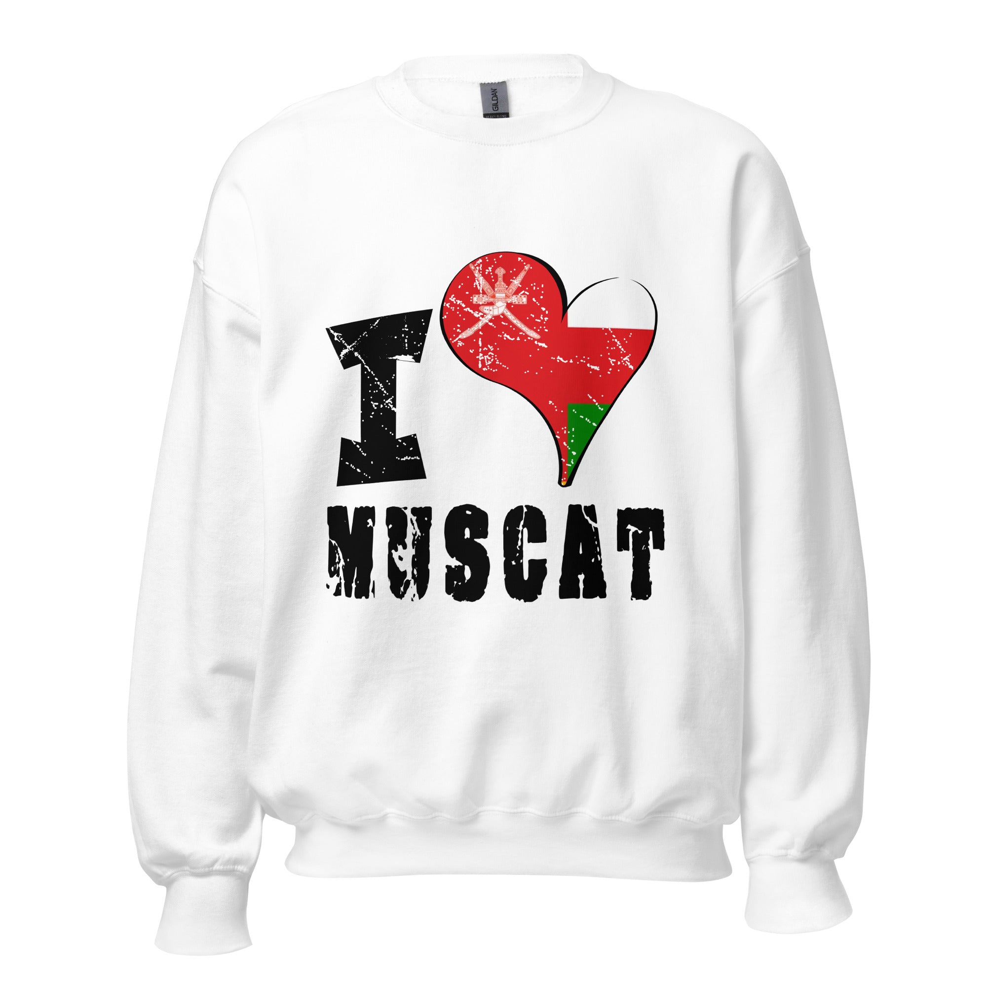 Unisex Sweatshirt - I Love Muscat with scratchy flag