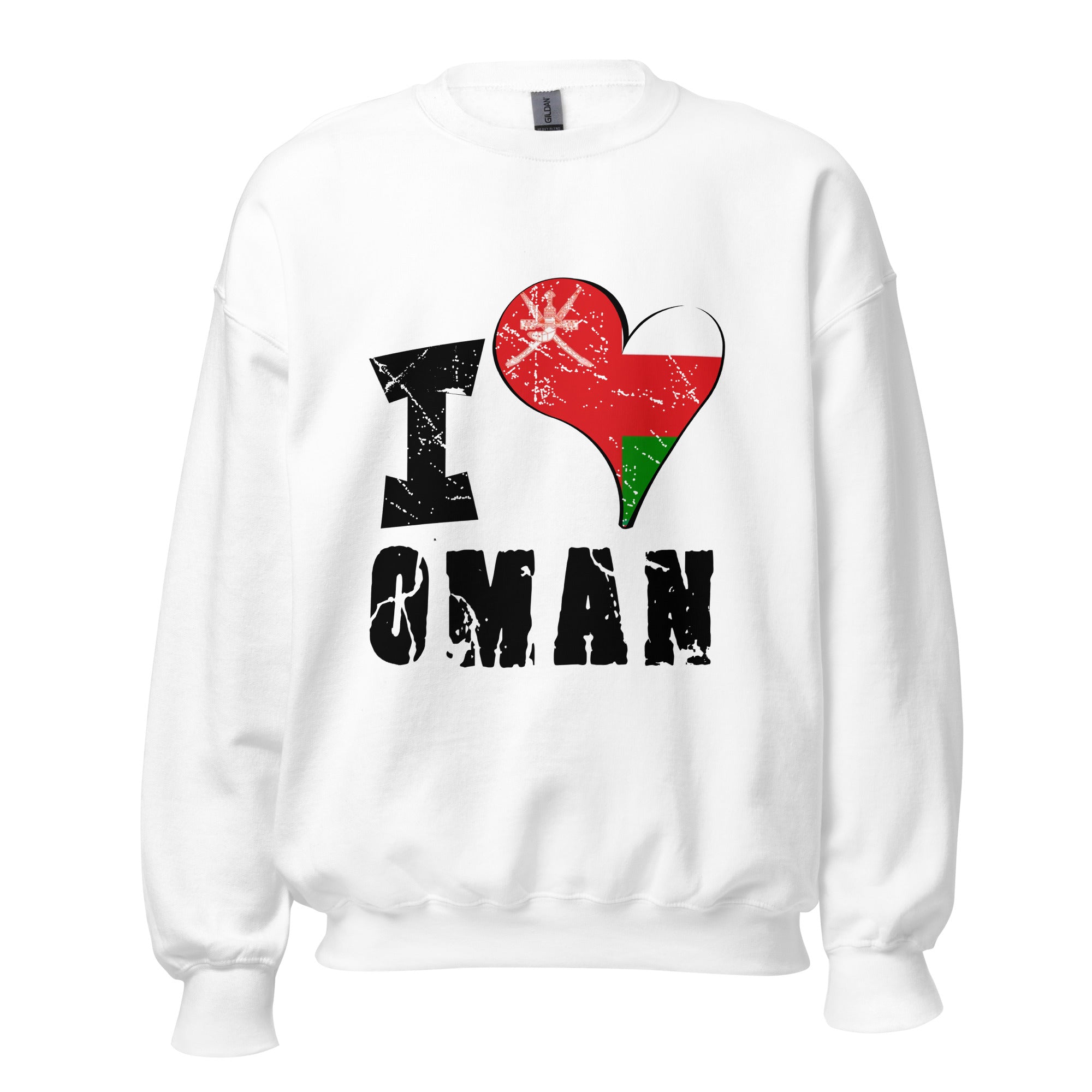 Unisex Sweatshirt - I Love Oman with scratchy flag