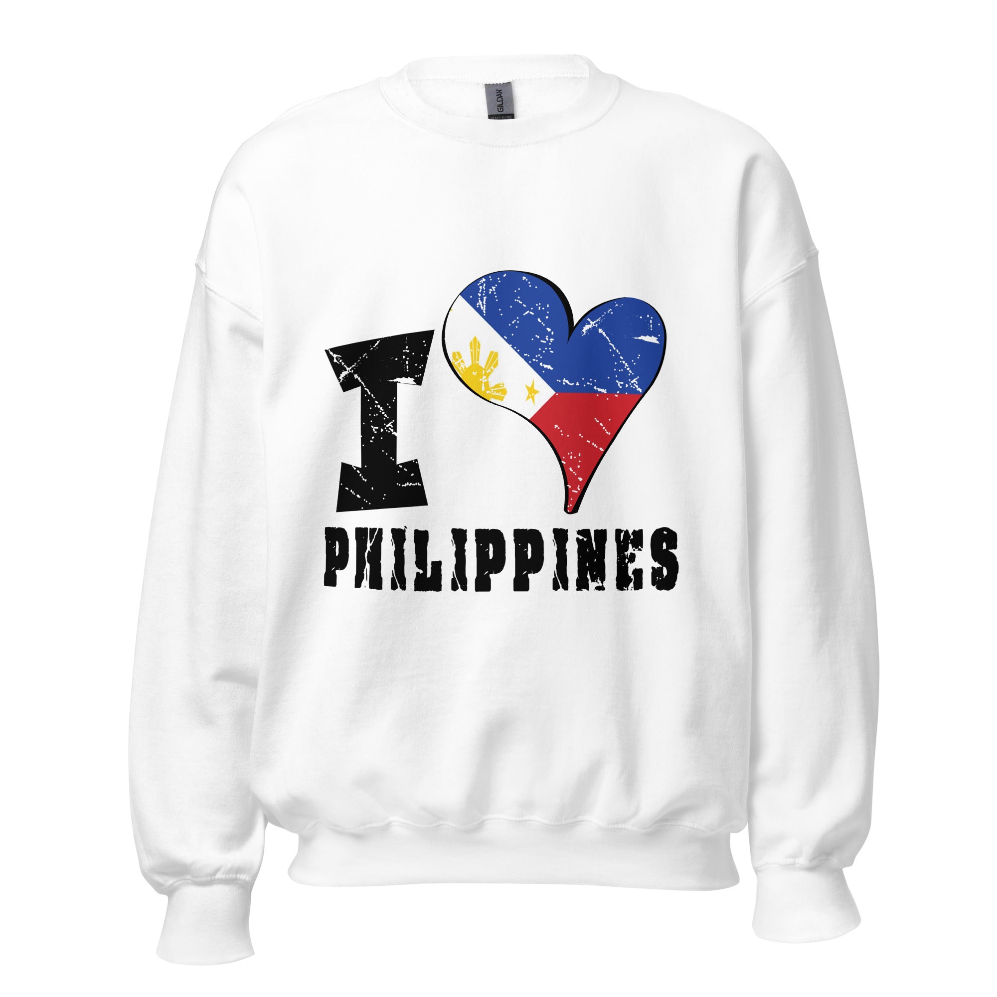 Unisex Sweatshirt - I Love Philippines with scratchy flag