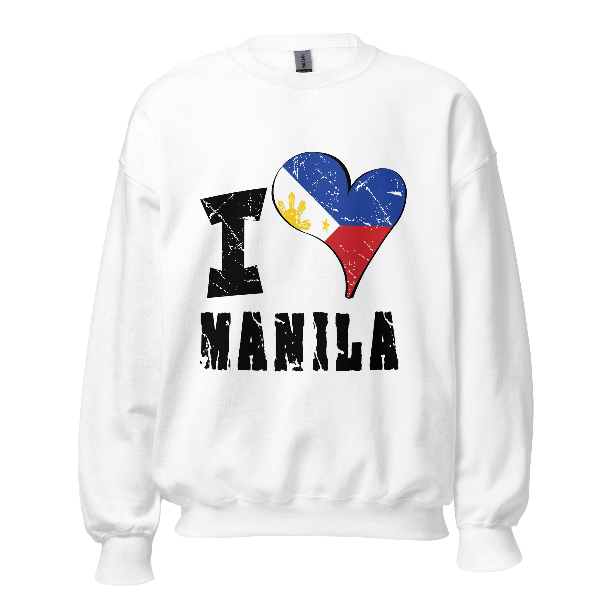 Unisex Sweatshirt - I Love Manila with scratchy flag