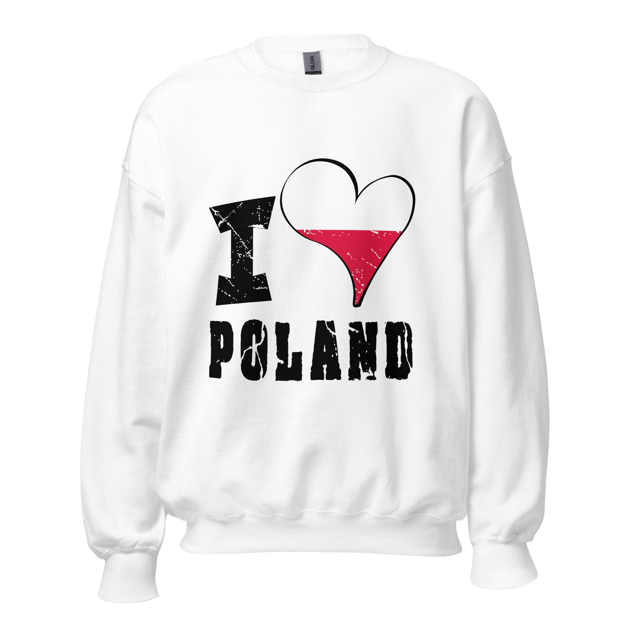 Unisex Sweatshirt - I Love Poland with scratchy flag