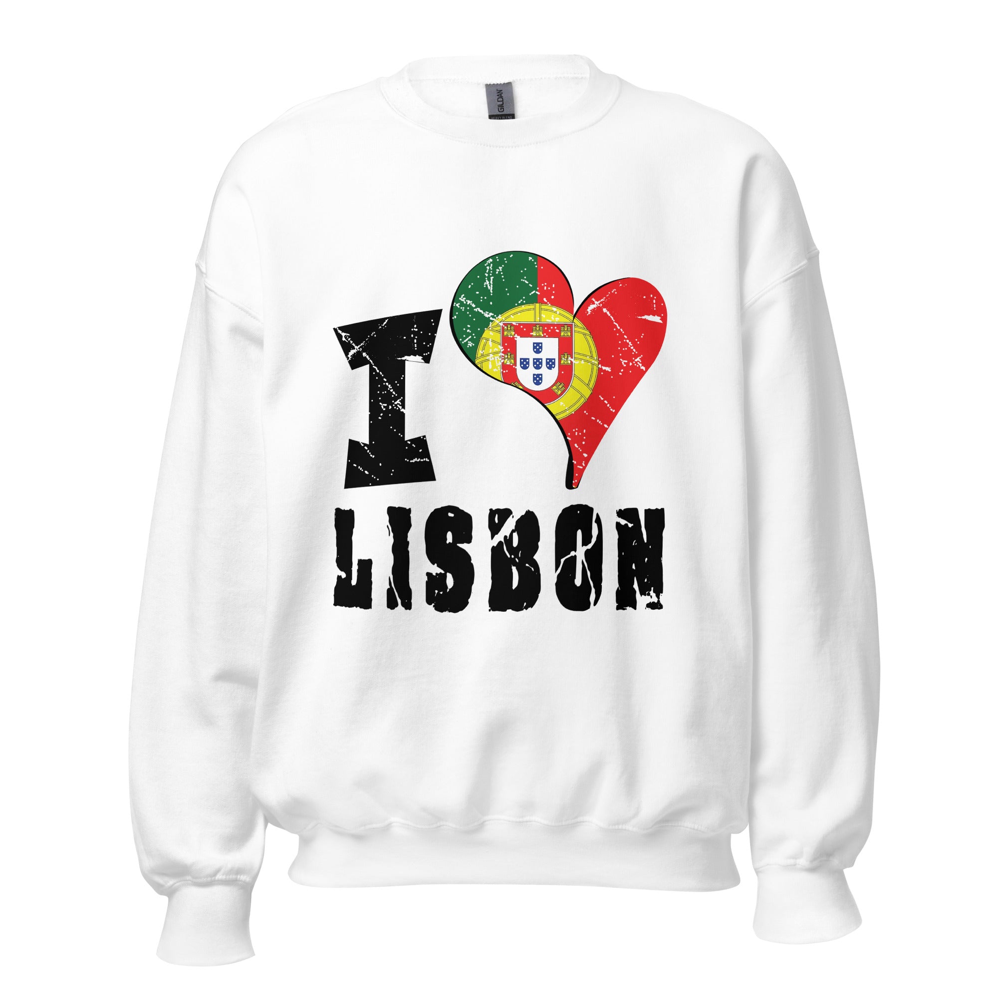 Unisex Sweatshirt - I Love Lisbon with scratchy flag