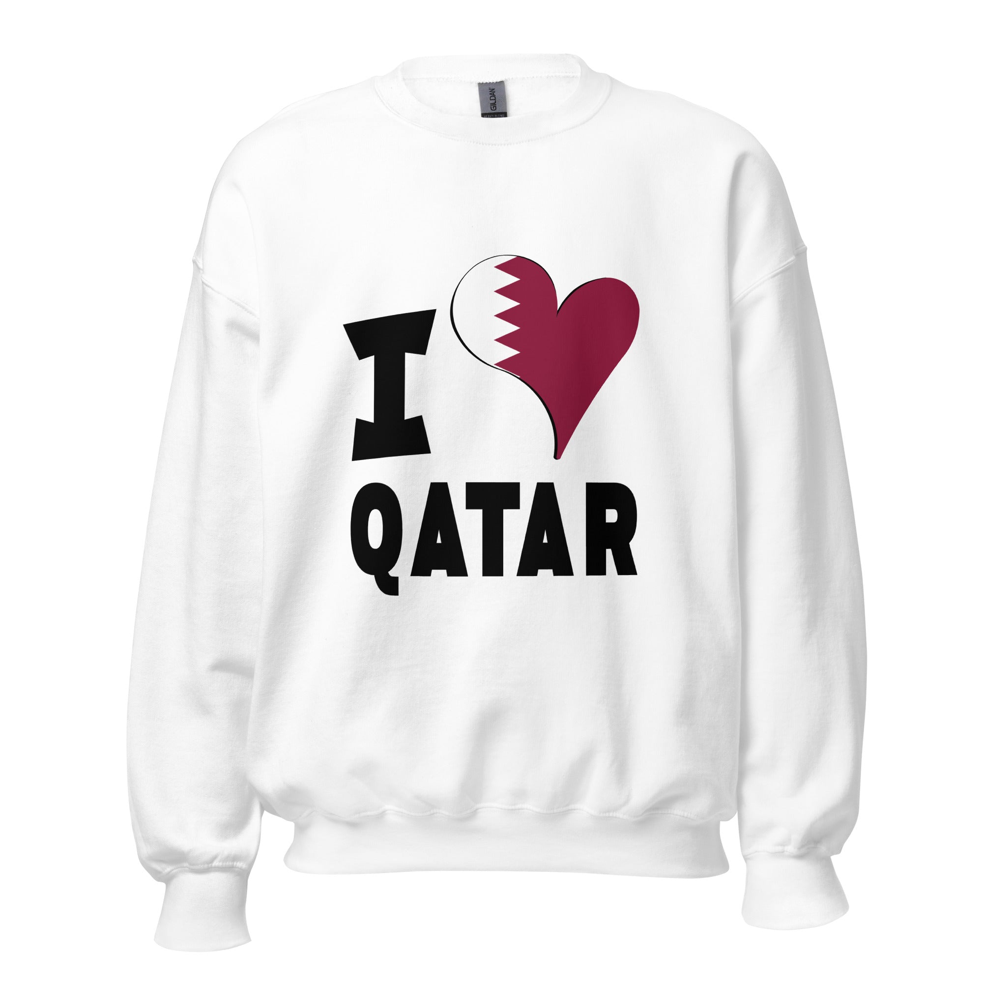 Unisex Sweatshirt - I Love Qatar Flag