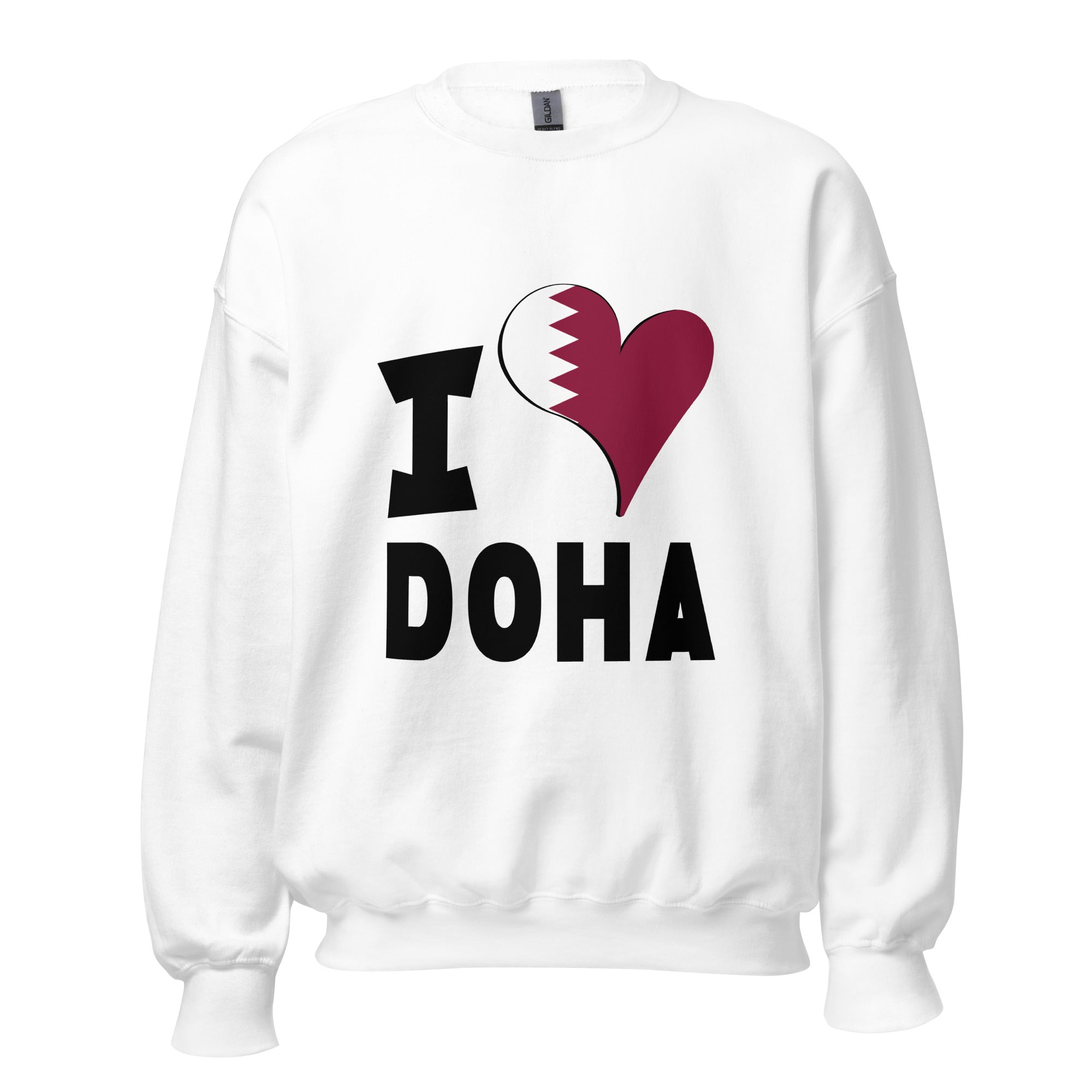 Unisex Sweatshirt - I Love Doha Flag