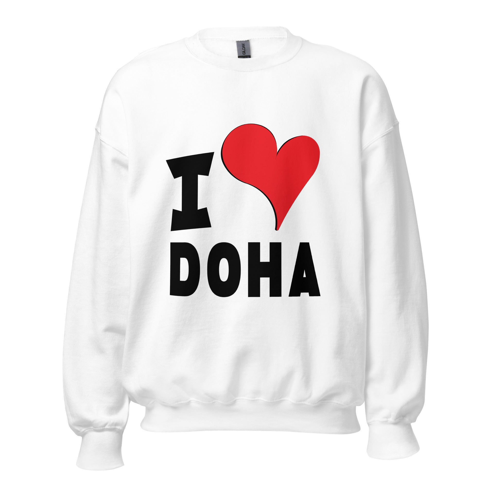 Unisex Sweatshirt - I Love Doha Red