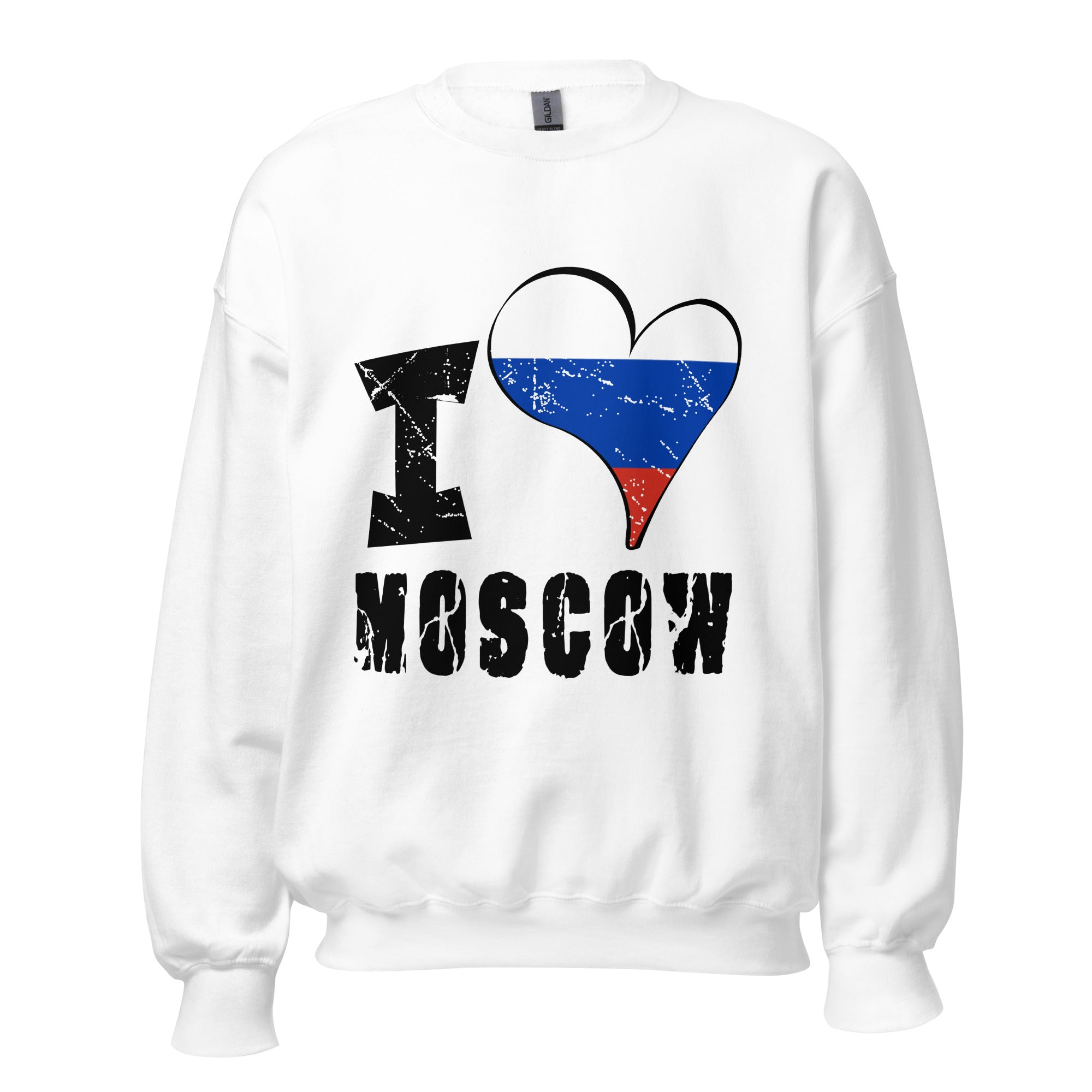 Unisex Sweatshirt - I Love Moscow with scratchy flag