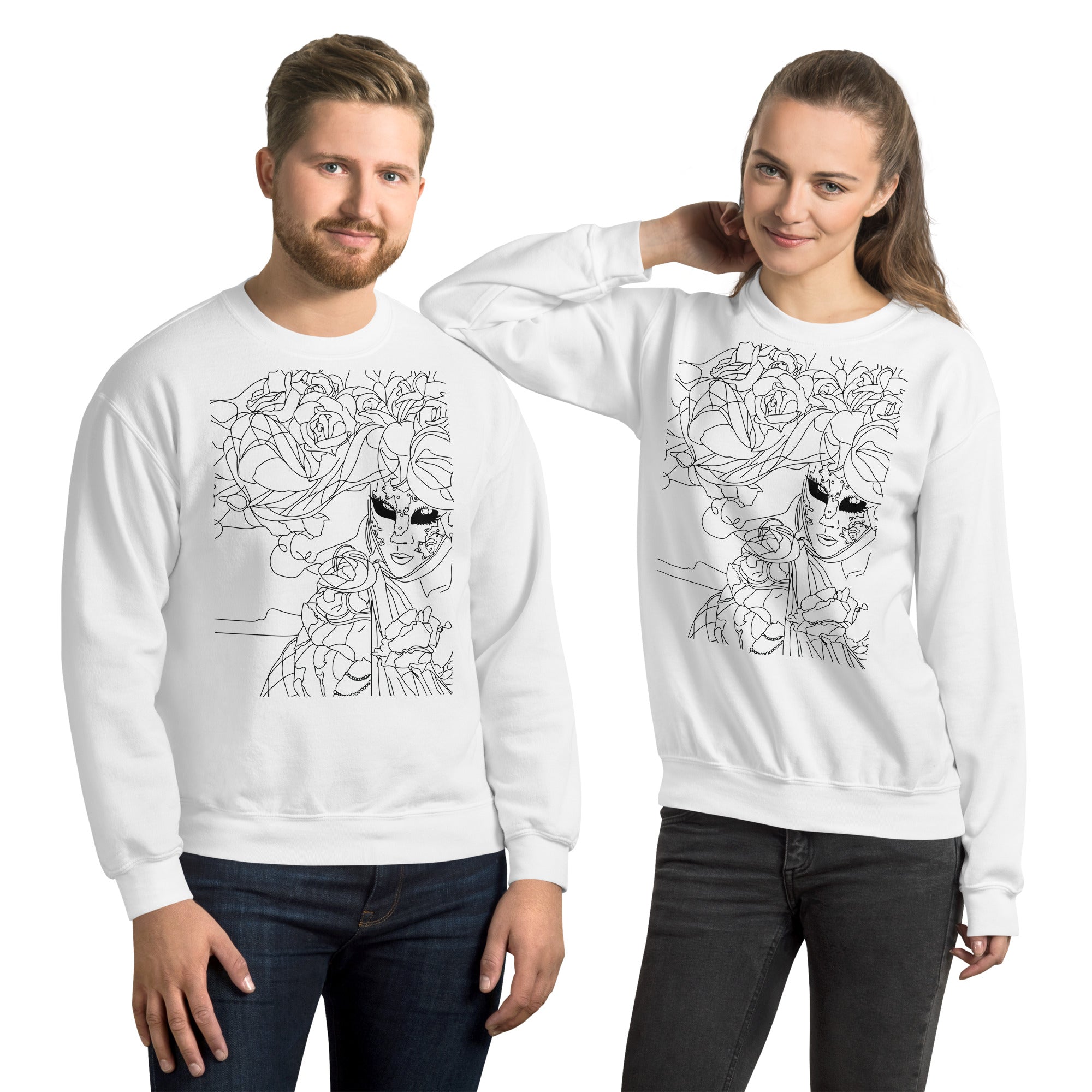 Unisex Sweatshirt - Venice Carnival Mask Pink Design