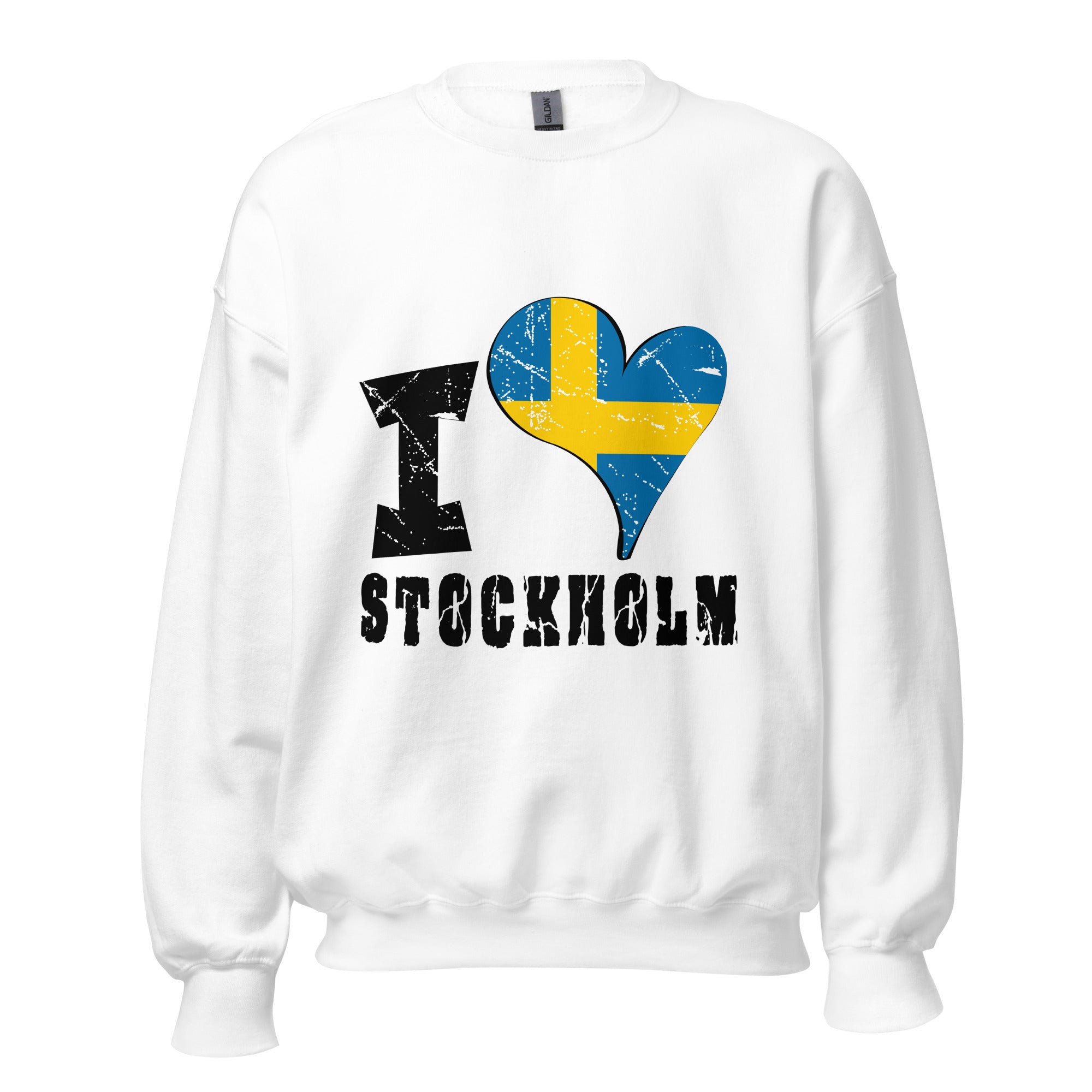 Unisex Sweatshirt - I Love Stockholm with scratchy flag