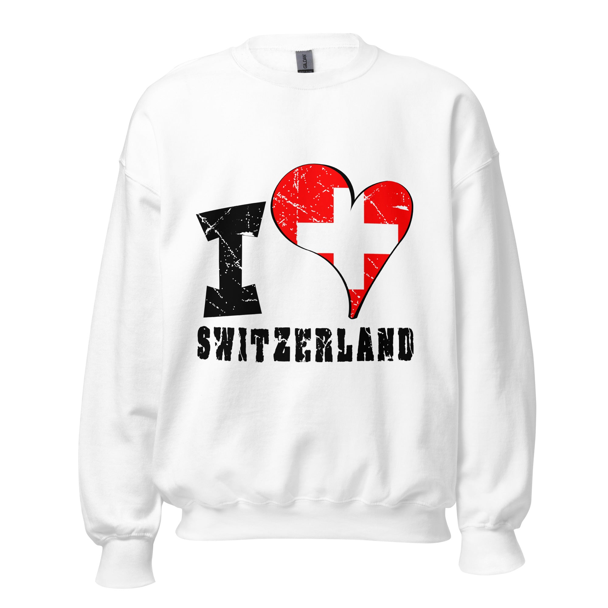 Unisex Sweatshirt - I Love Switzerland with scratchy flag