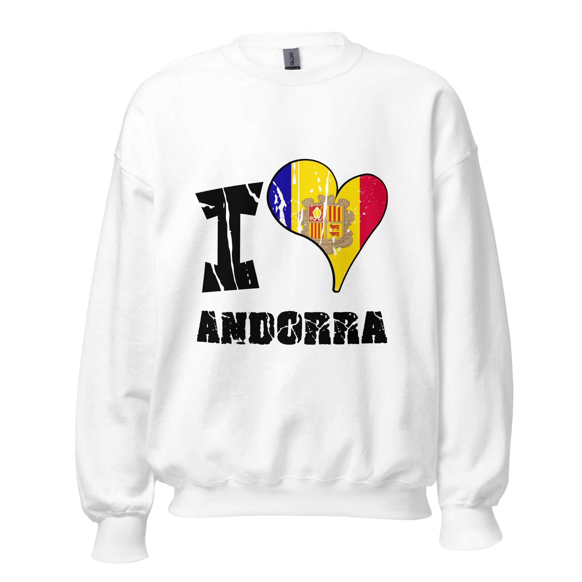 Unisex Sweatshirt - I Love Andorra with scratchy flag