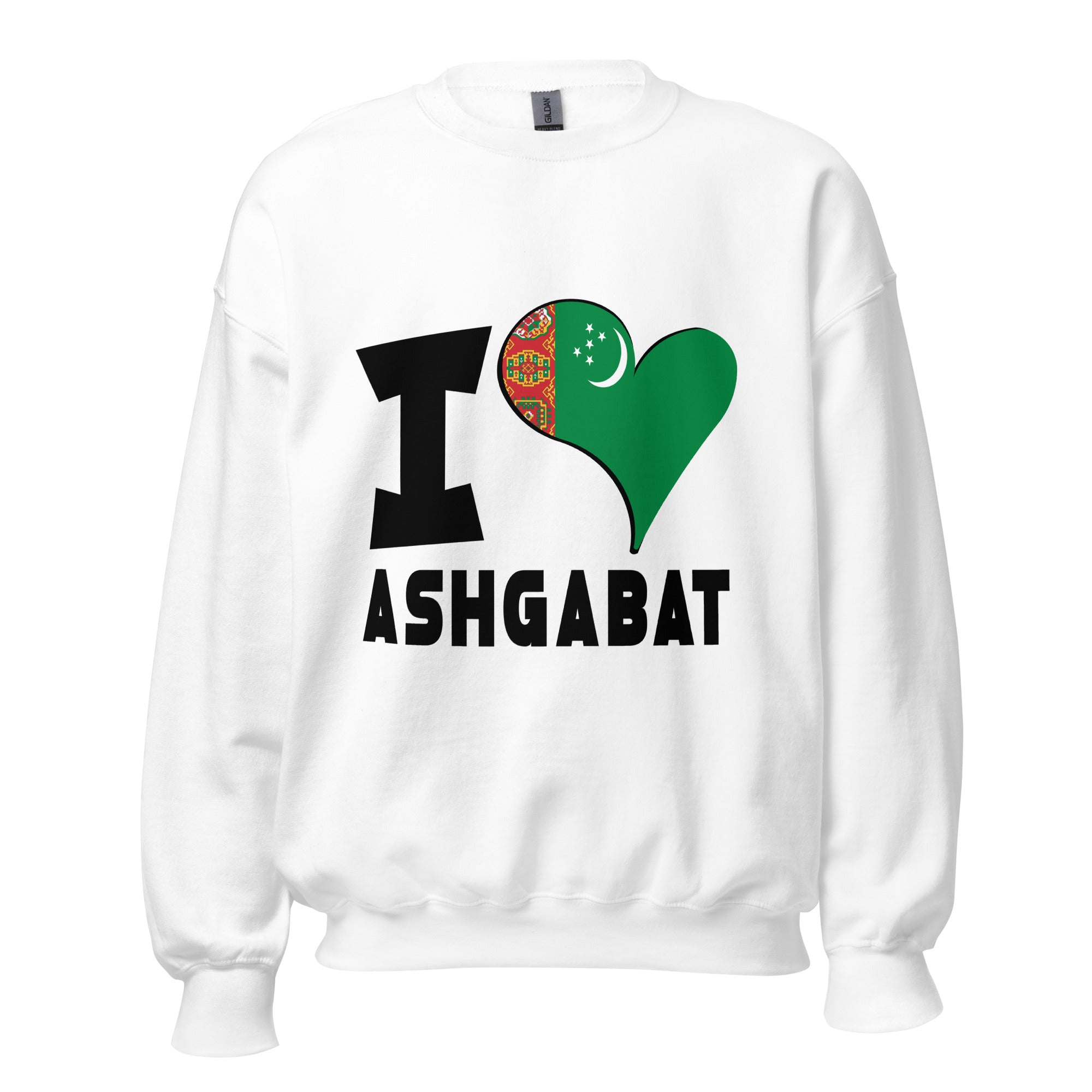 Unisex Sweatshirt - I Love Ashgabat Flag