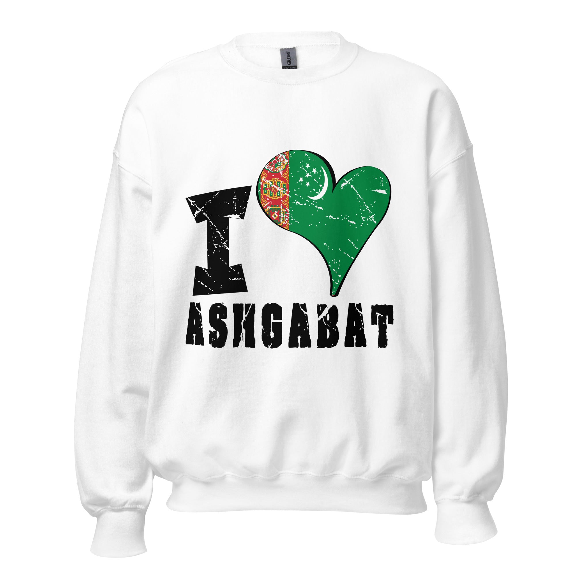 Unisex Sweatshirt - I Love Ashgabat with scratchy flag