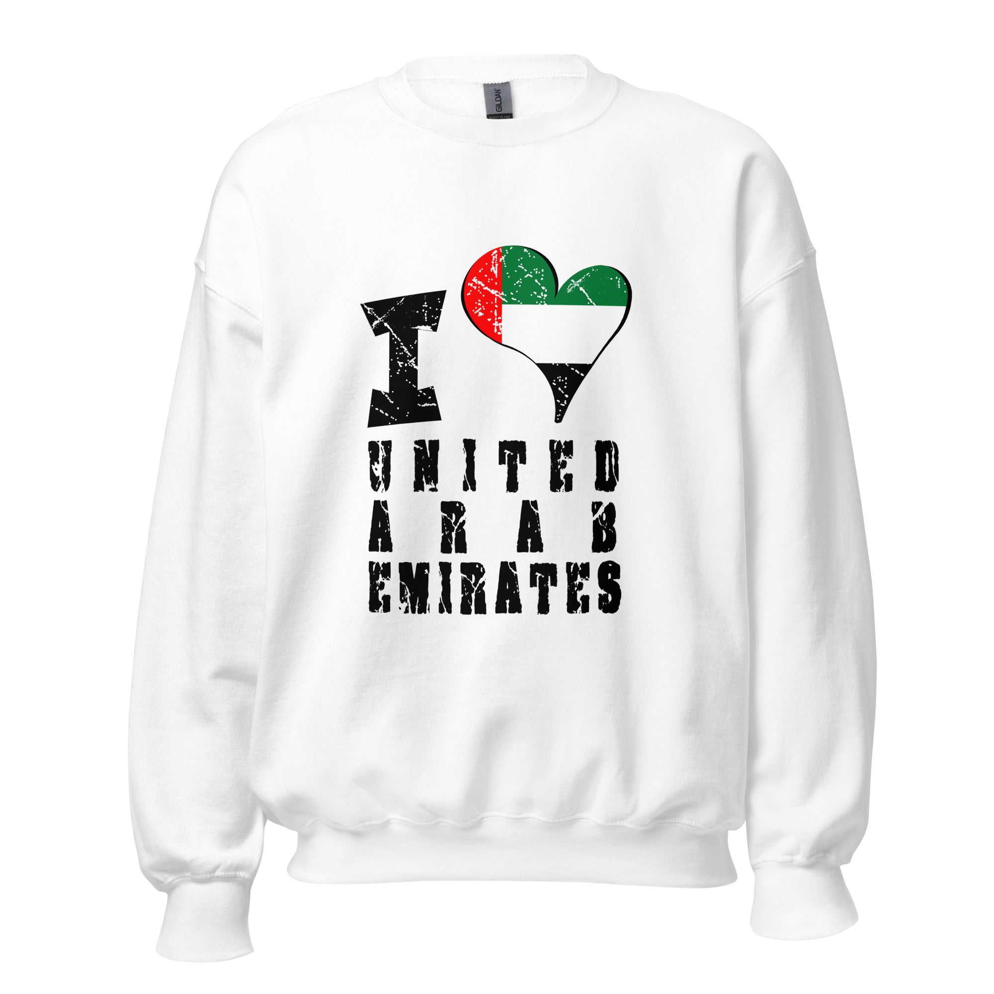 Unisex Sweatshirt - I Love United Arab Emirates with scratchy flag