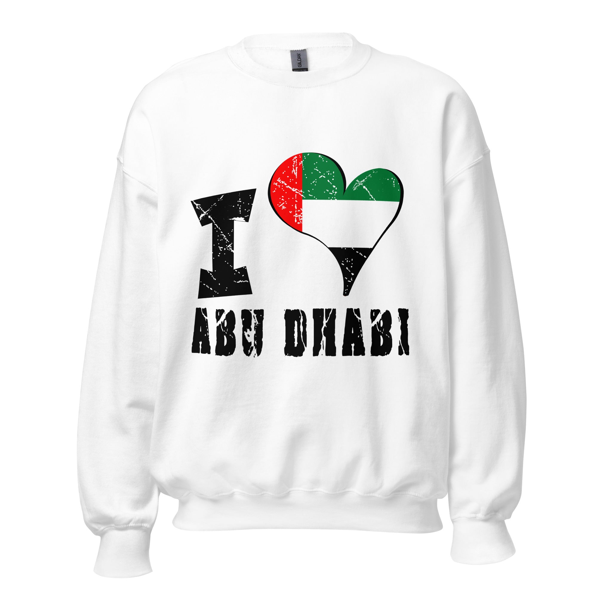 Unisex Sweatshirt - I Love Abu Dhabi with scratchy flag