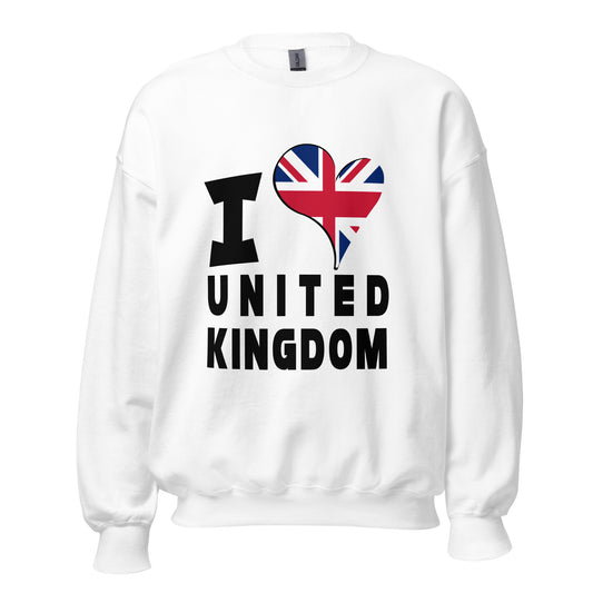 Unisex Sweatshirt - I Love United Kingdom Flag