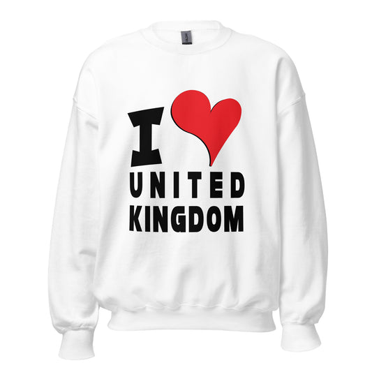 Unisex Sweatshirt - I Love United Kingdom Red